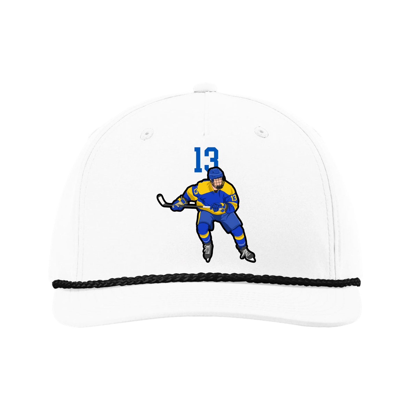 Five-Panel Classic Rope Cap — Number Top in White