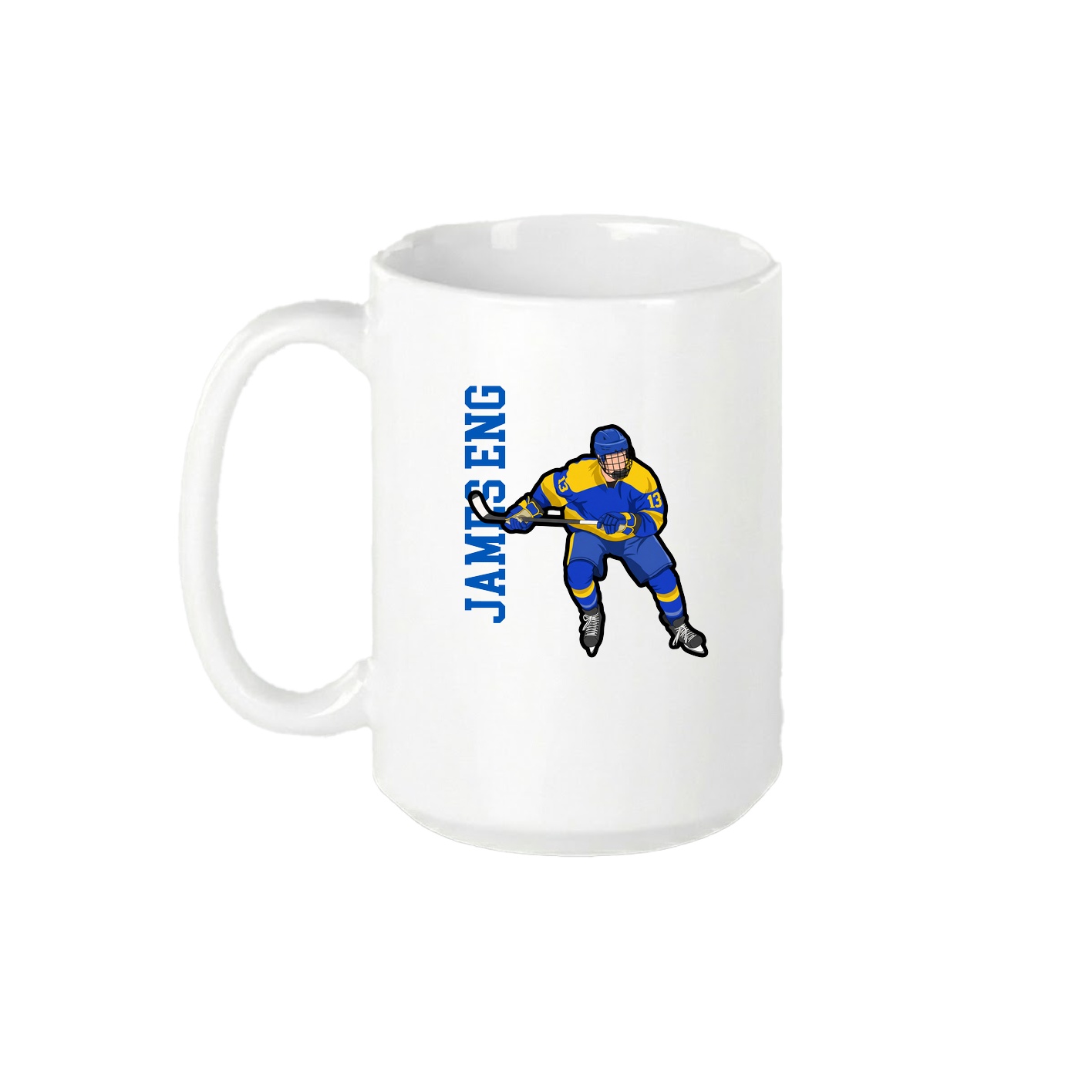 15oz Coffee Mug — Name Vertical in White