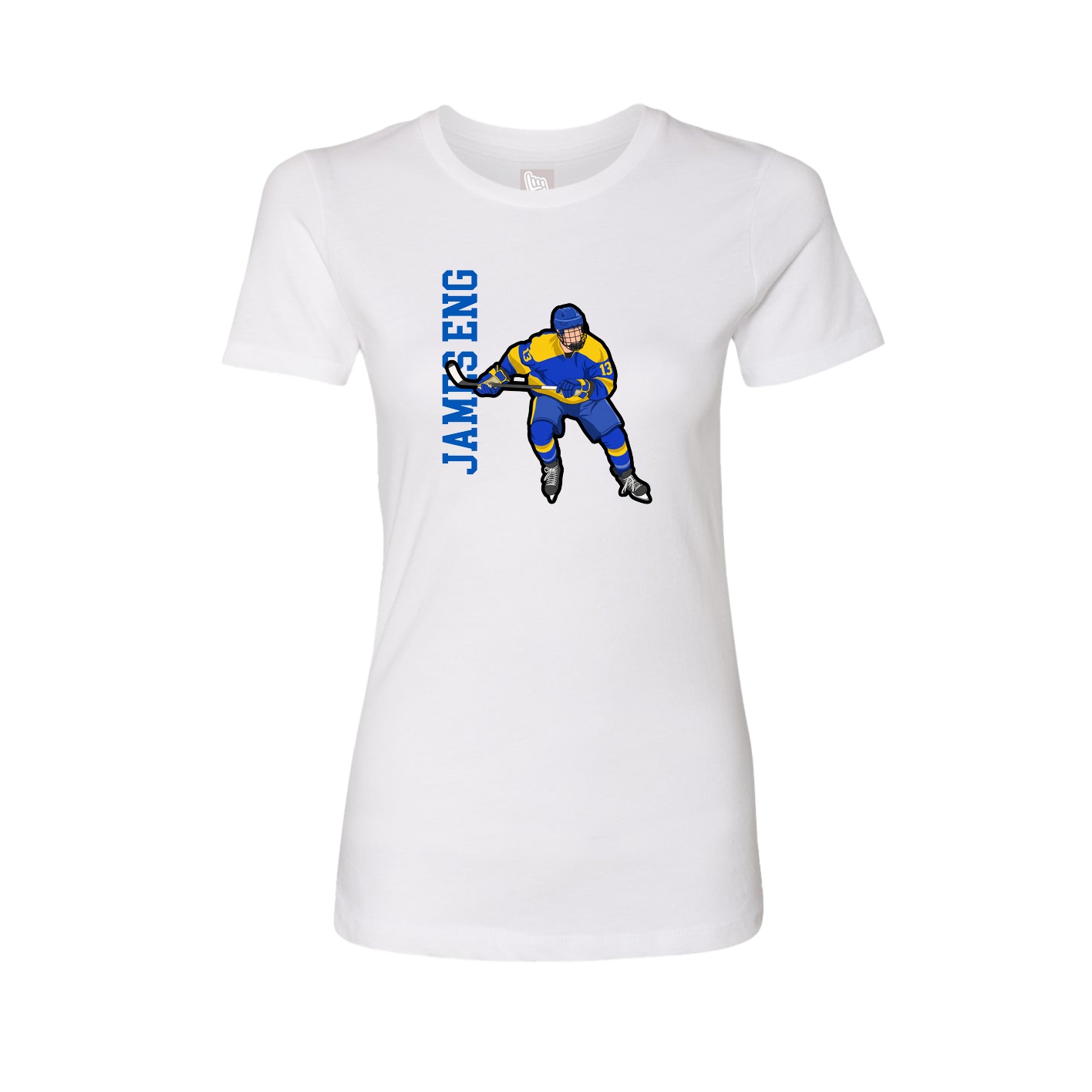 Womens Tee — Name Vertical in White
