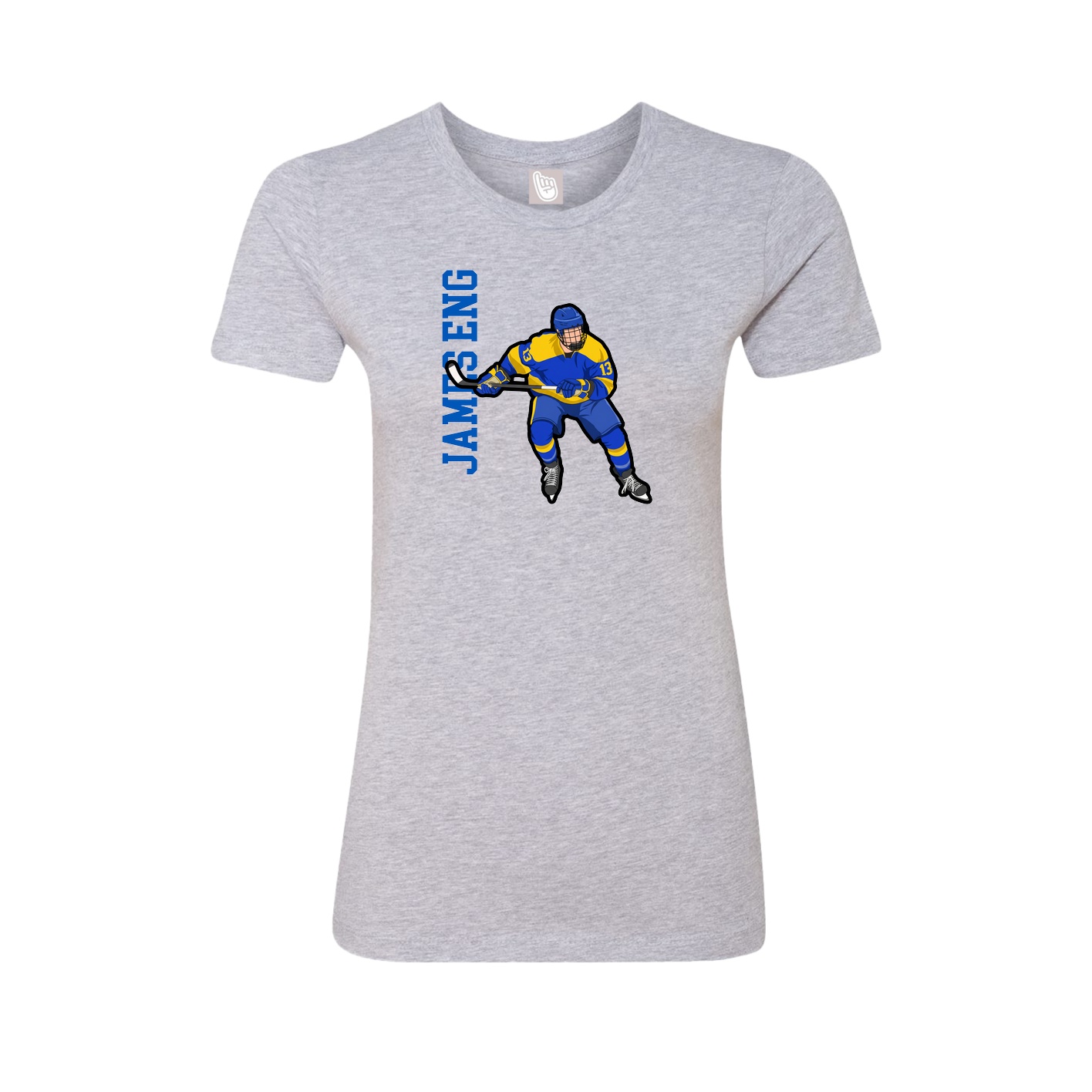 Fitted Women's Tee — Name Vertical in Grey