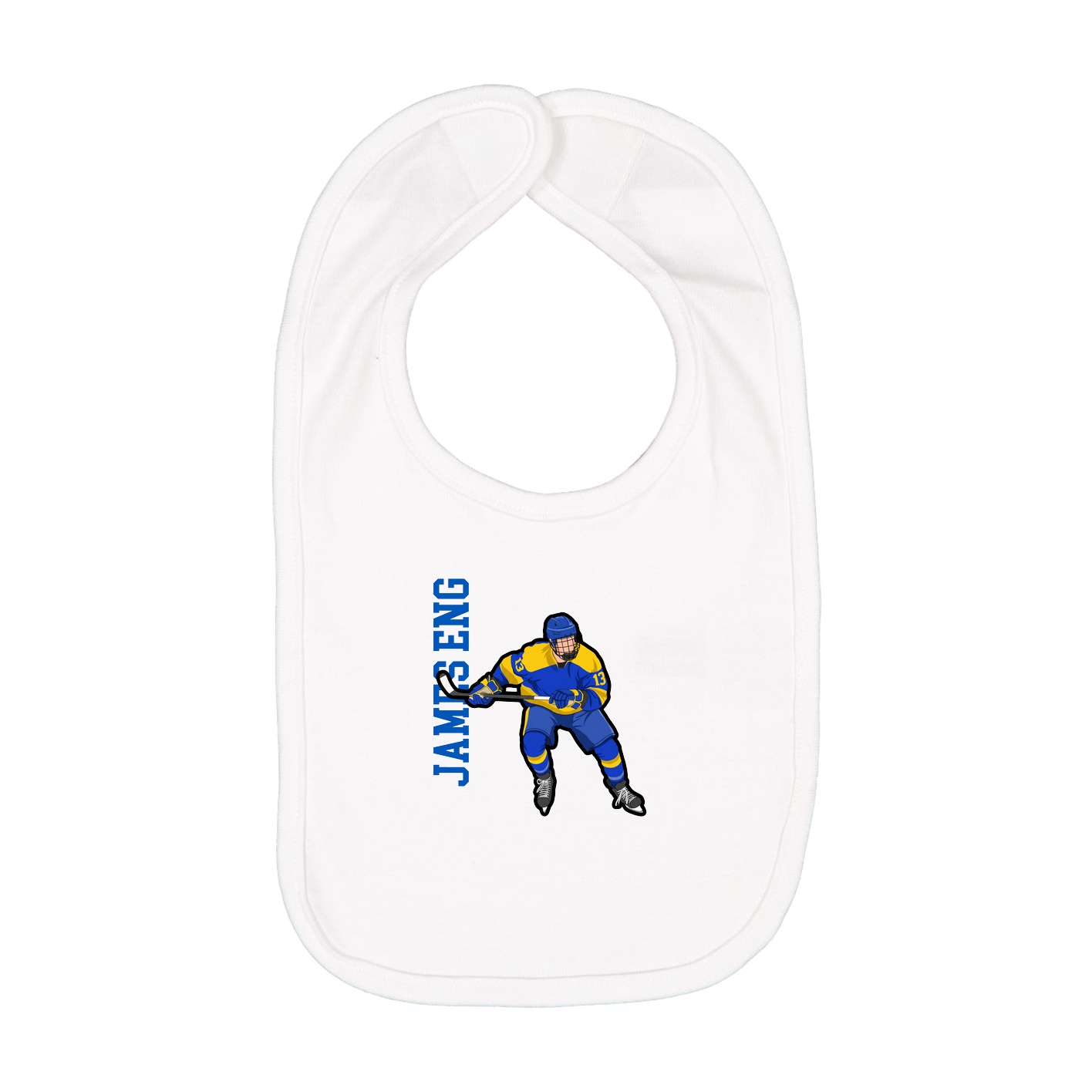 Infant Bib — Name Vertical in White