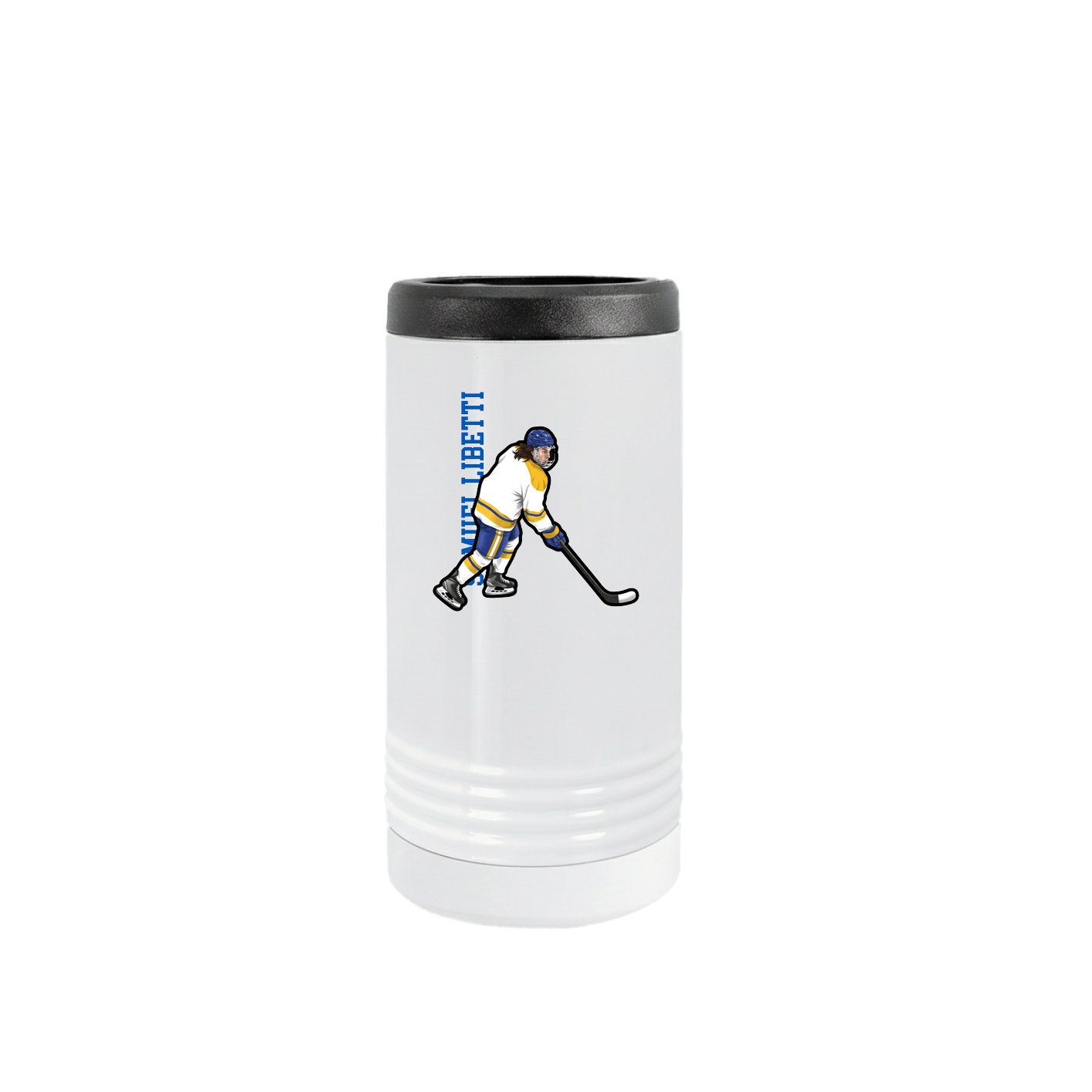 Slim Beverage Holder — Name Vertical in White