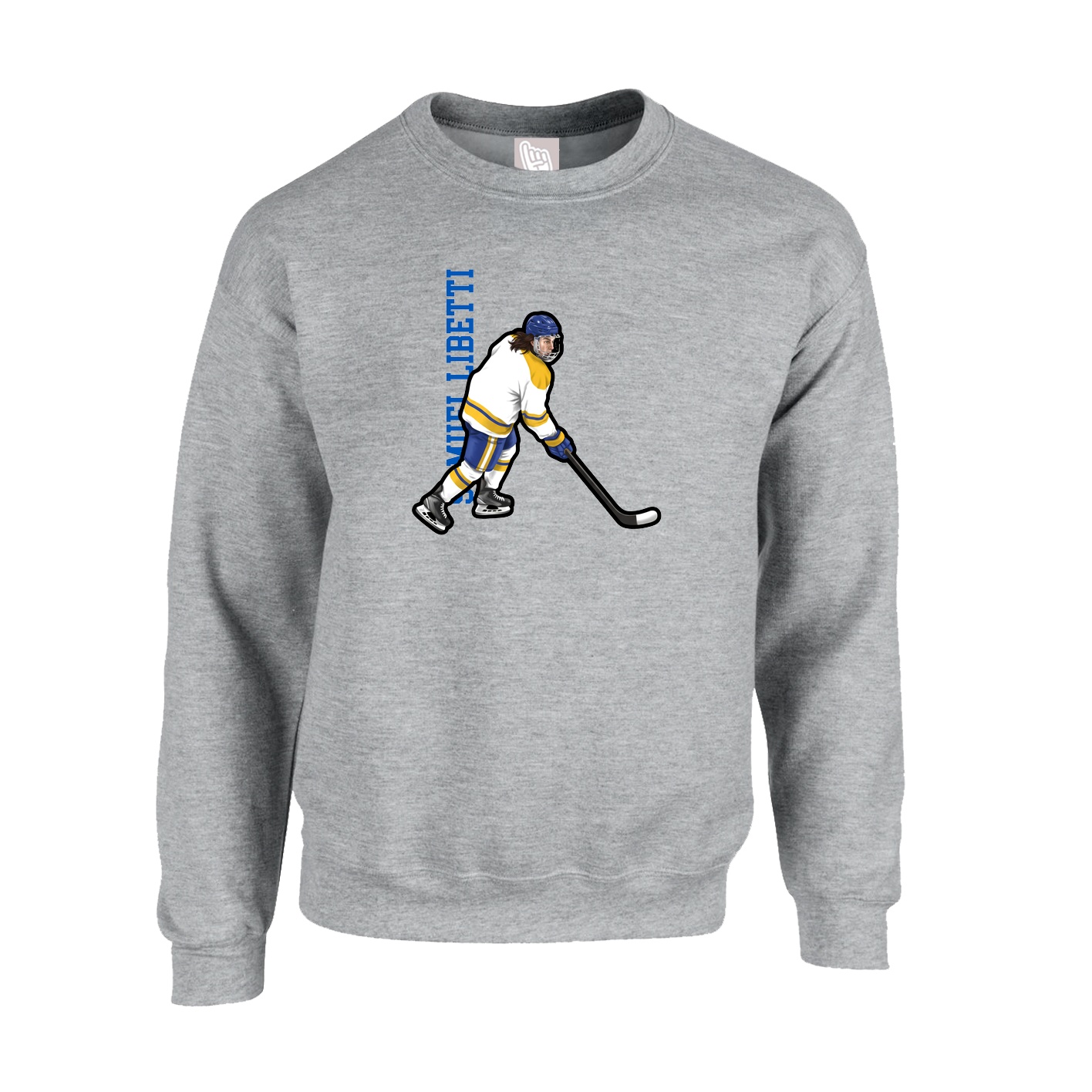 Fleece Crew — Name Vertical in Grey