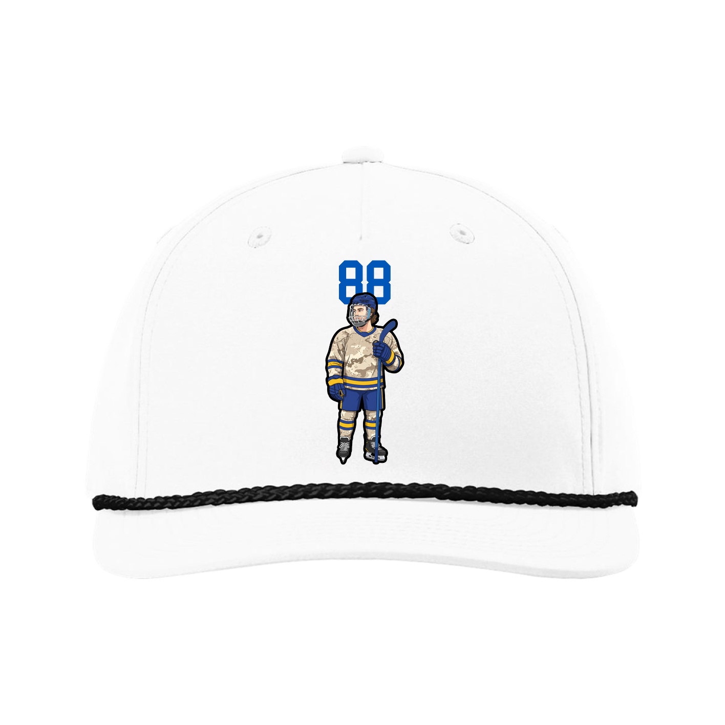 Five-Panel Classic Rope Cap — Number Top in White