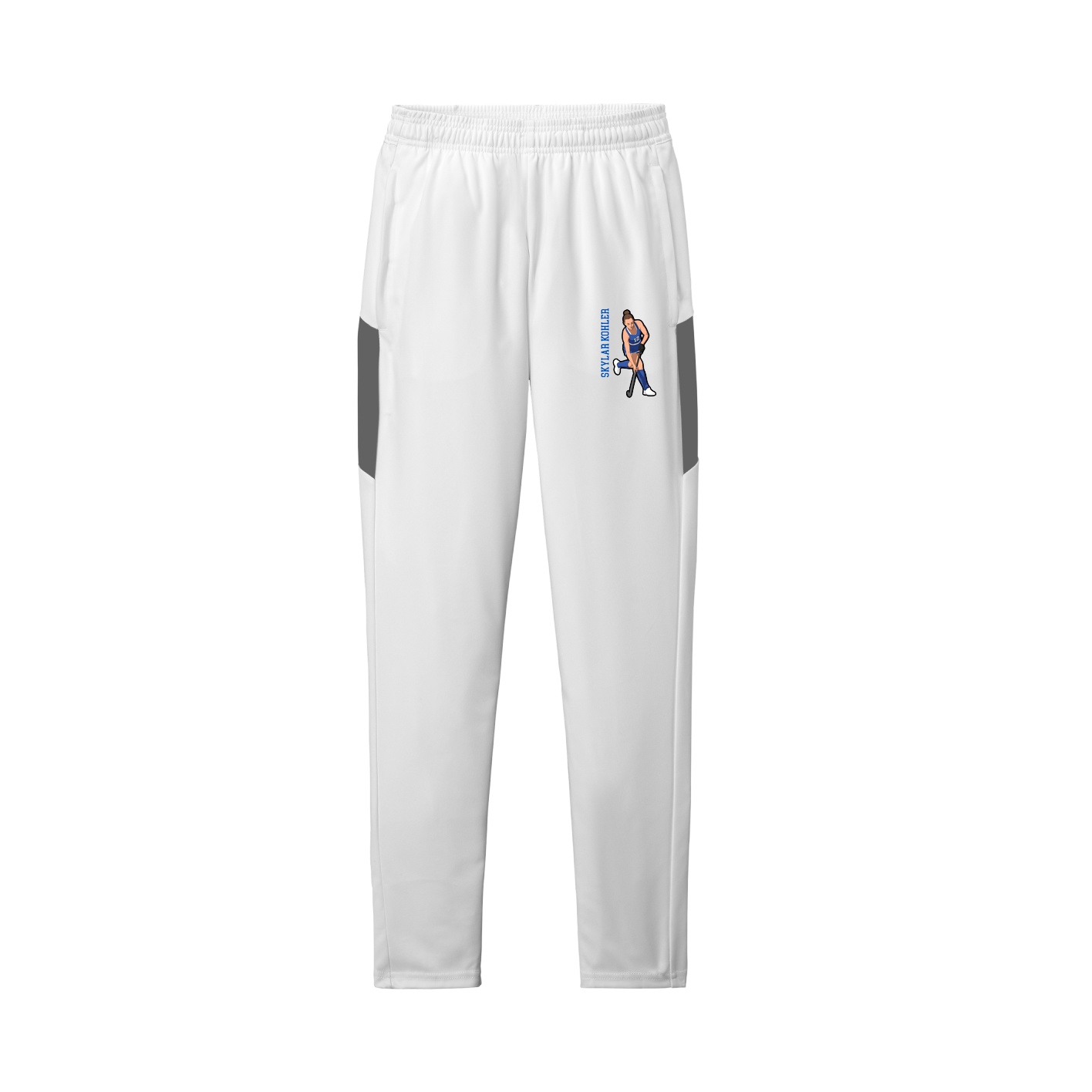 Team Travel Pant — Name Vertical in White/Grey