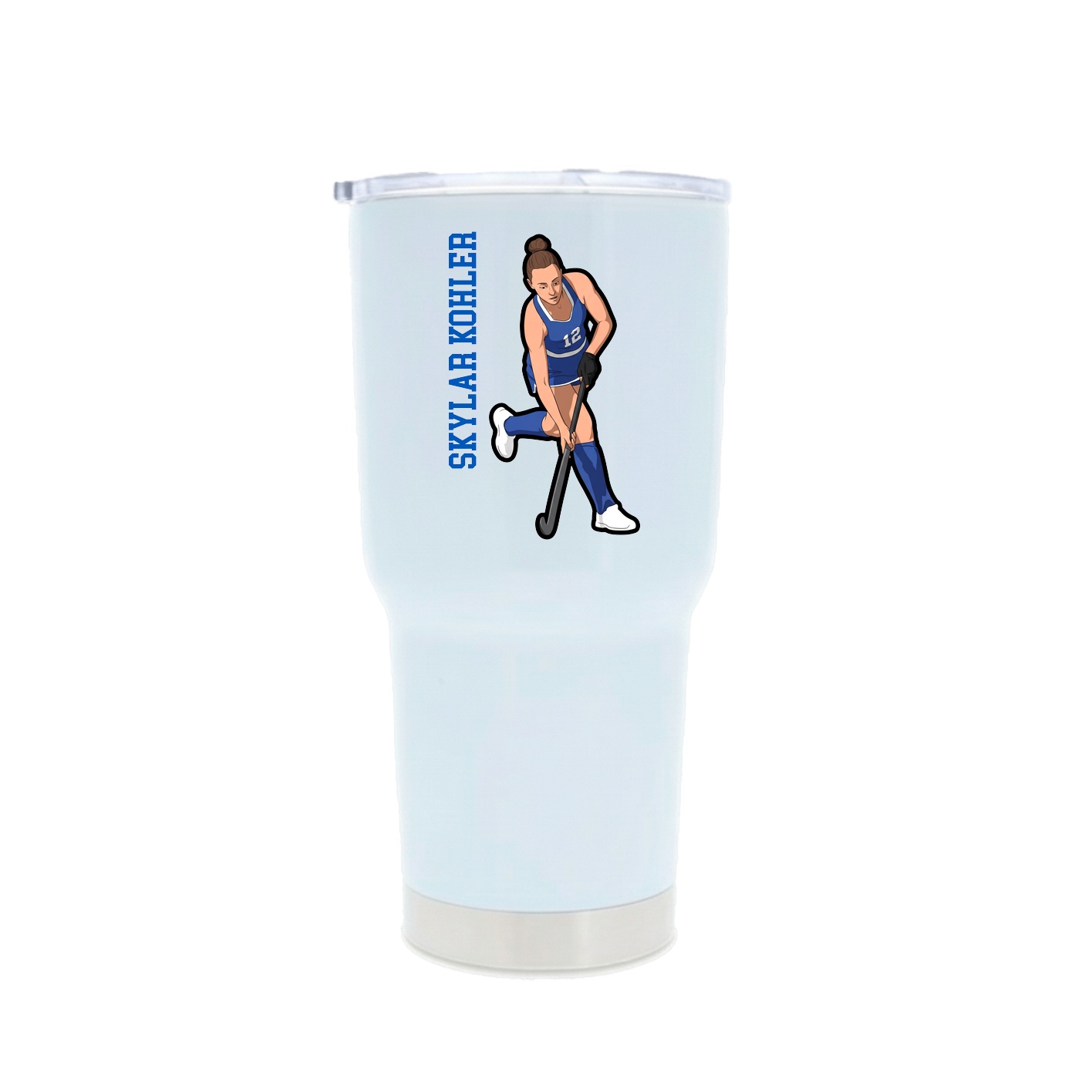 30oz Stainless Steel Tumbler — Name Vertical in White