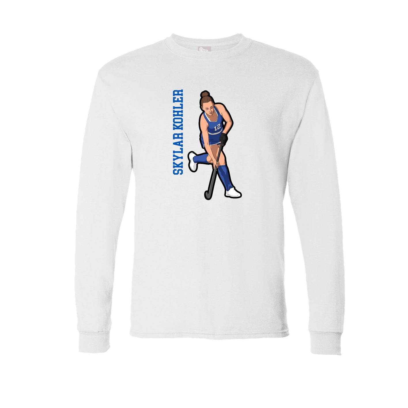 Long Sleeve Tee — Name Vertical in White