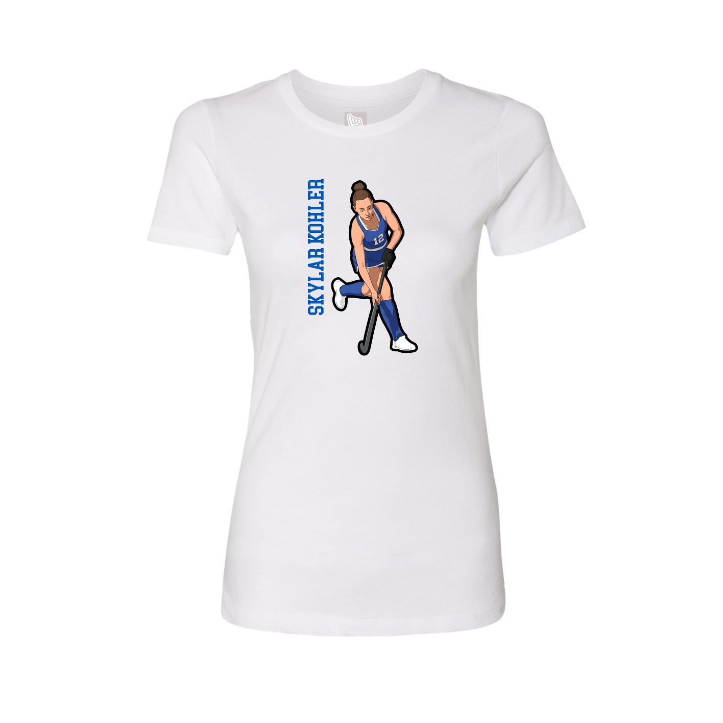 Womens Tee — Name Vertical in White