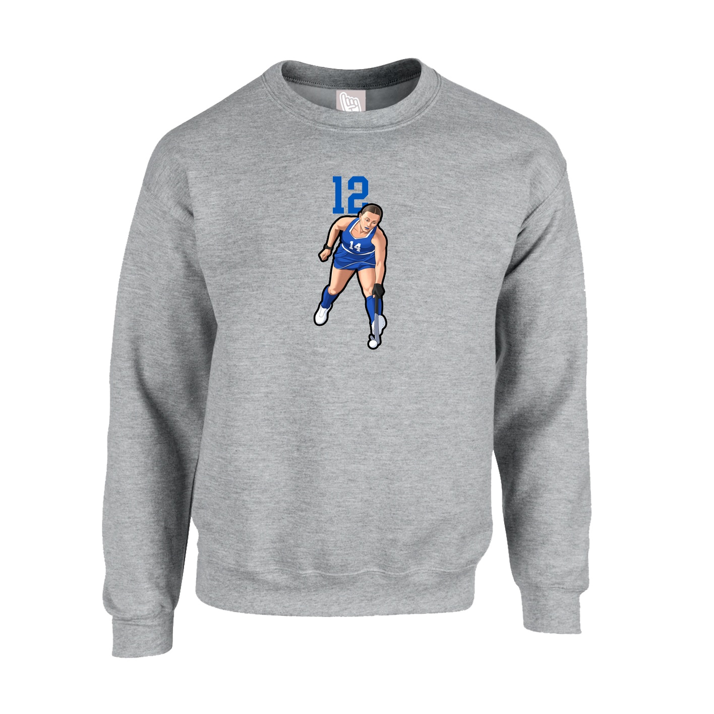 Fleece Crew — Number Top in Grey