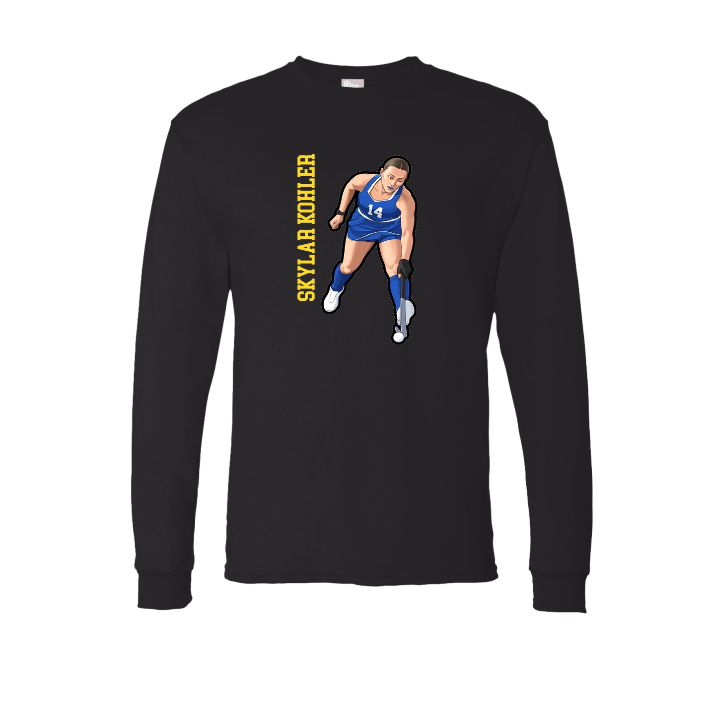 Long Sleeve Tee — Name Vertical in Black