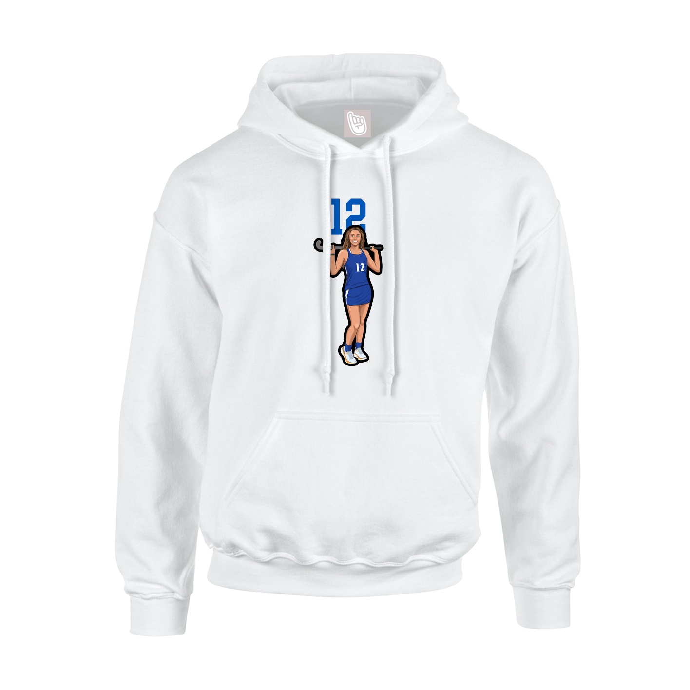 Youth Hoodie — Number Top in White