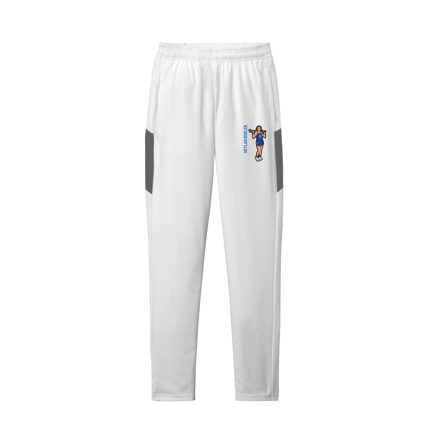 Team Travel Pant — Name Vertical in White/Grey