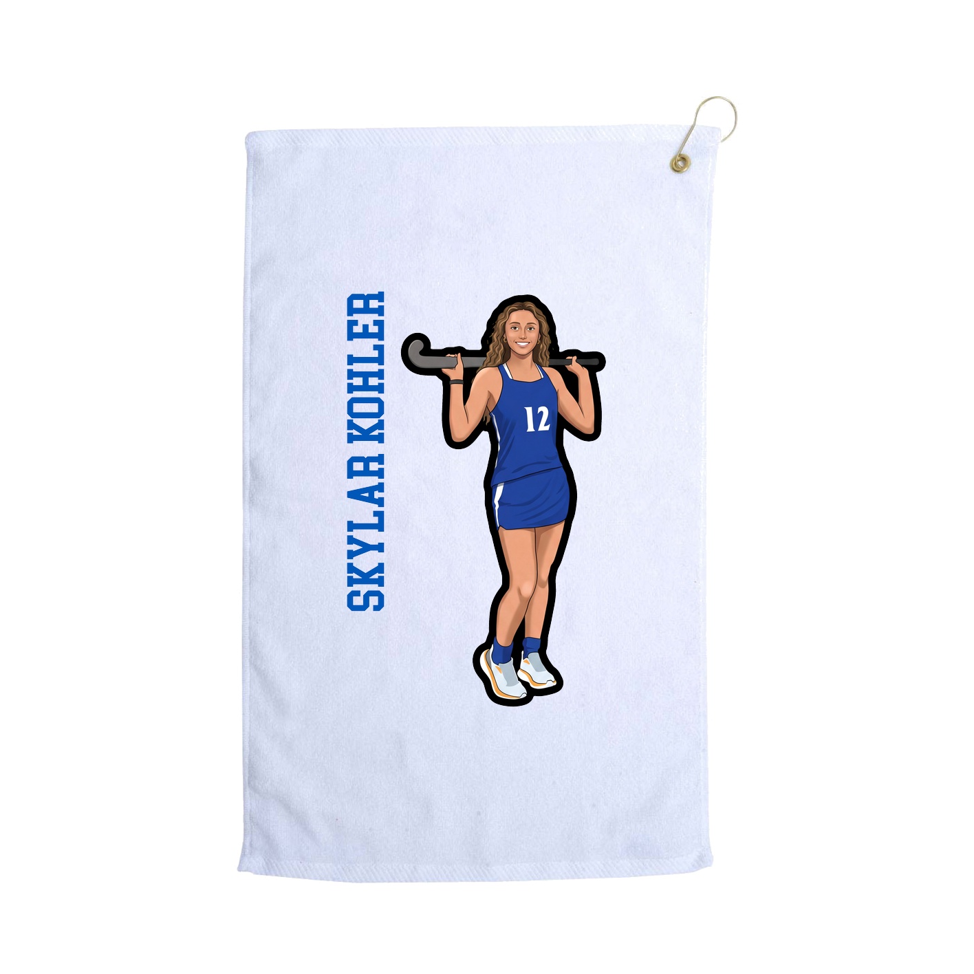 Golf Towel — Name Vertical in White