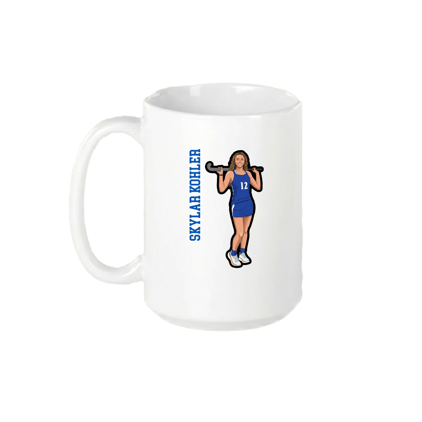 15oz Coffee Mug — Name Vertical in White