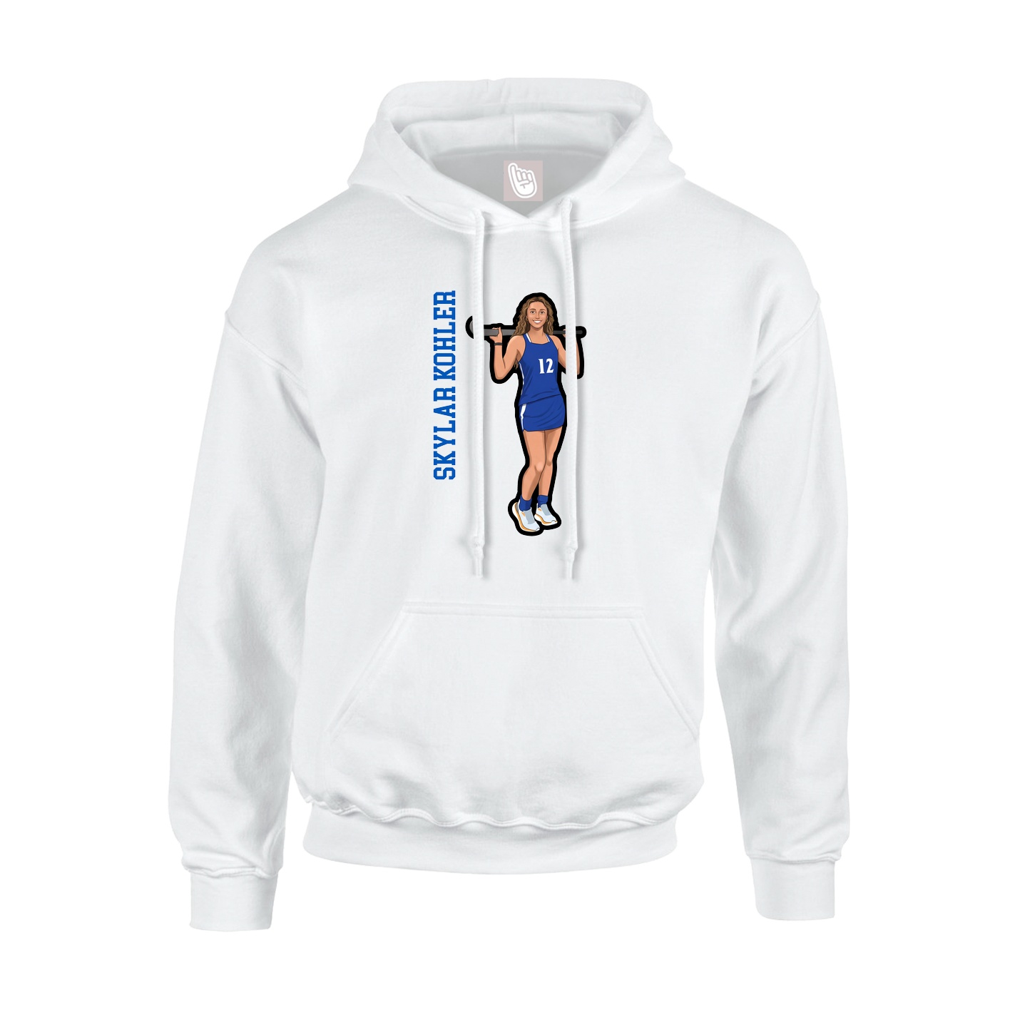 Youth Hoodie — Name Vertical in White