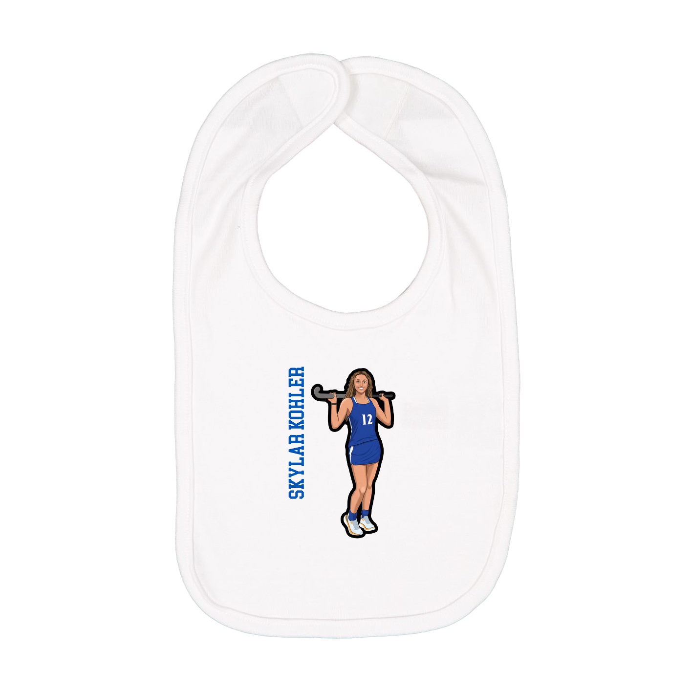 Infant Bib — Name Vertical in White