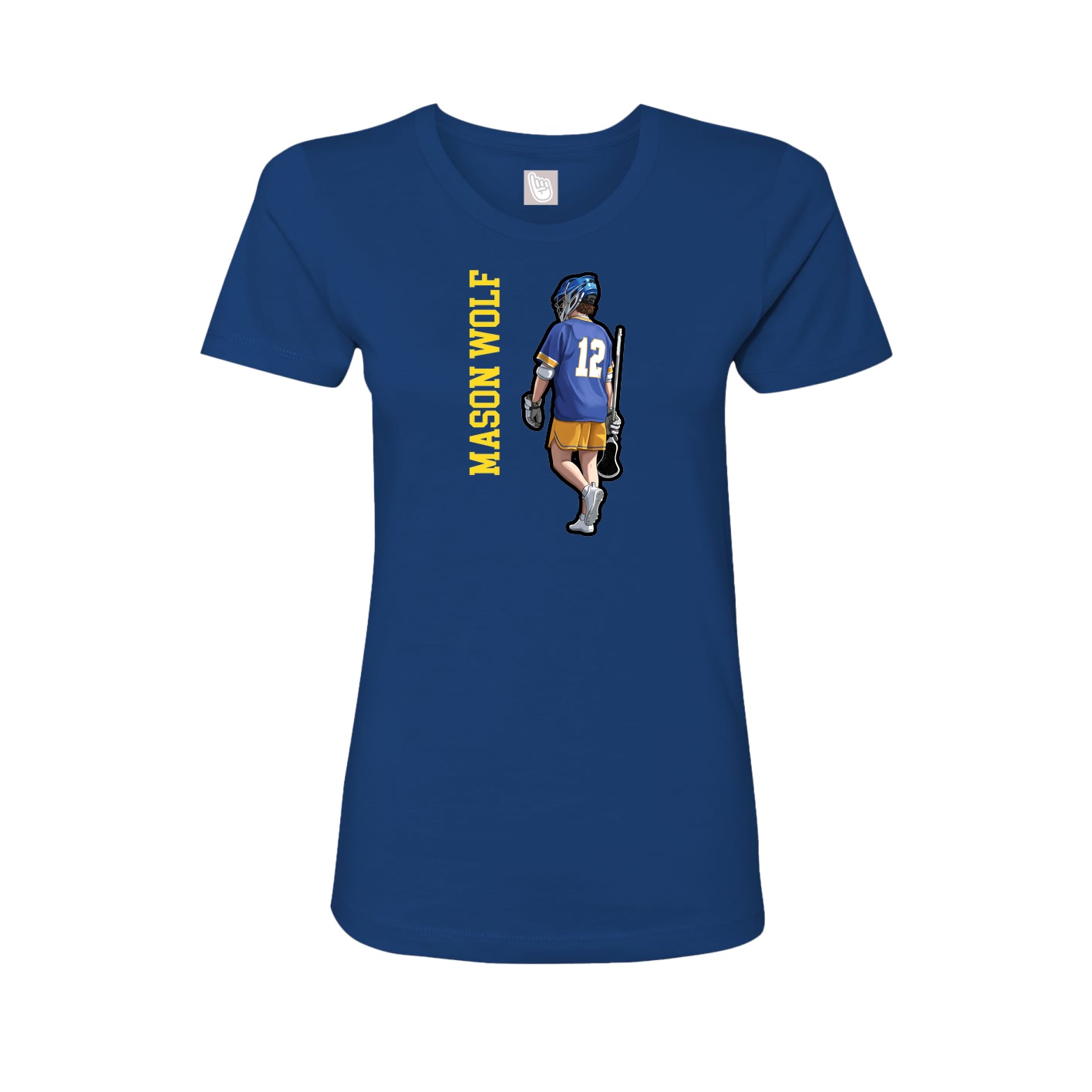Fitted Women's Tee — Name Vertical in Royal