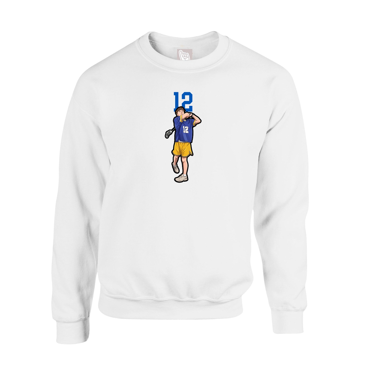 Fleece Crew — Number Top in White