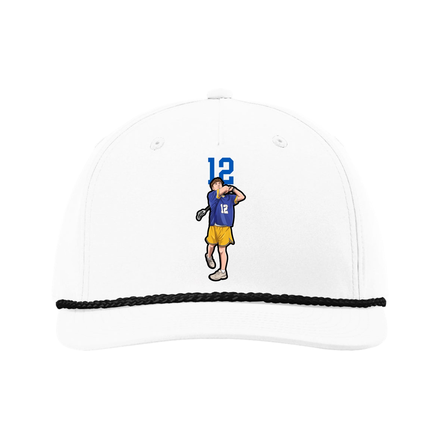 Five-Panel Classic Rope Cap — Number Top in White
