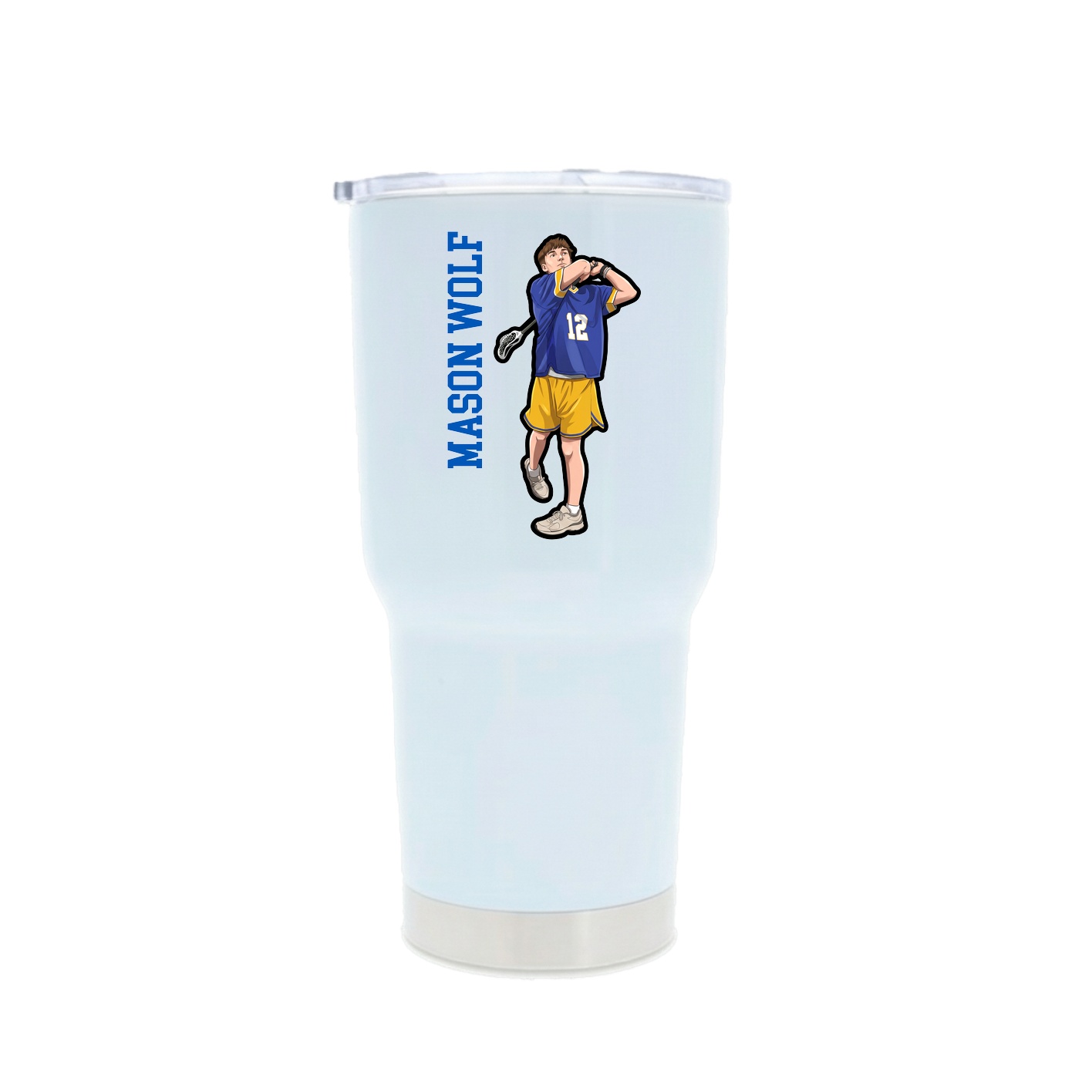 30oz Stainless Steel Tumbler — Name Vertical in White