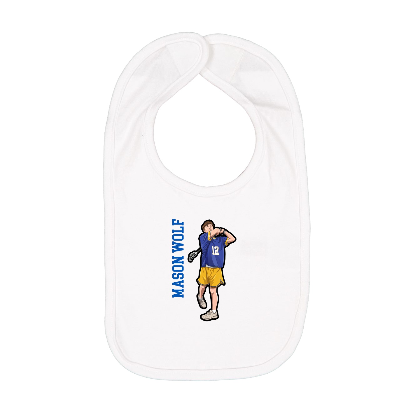 Infant Bib — Name Vertical in White