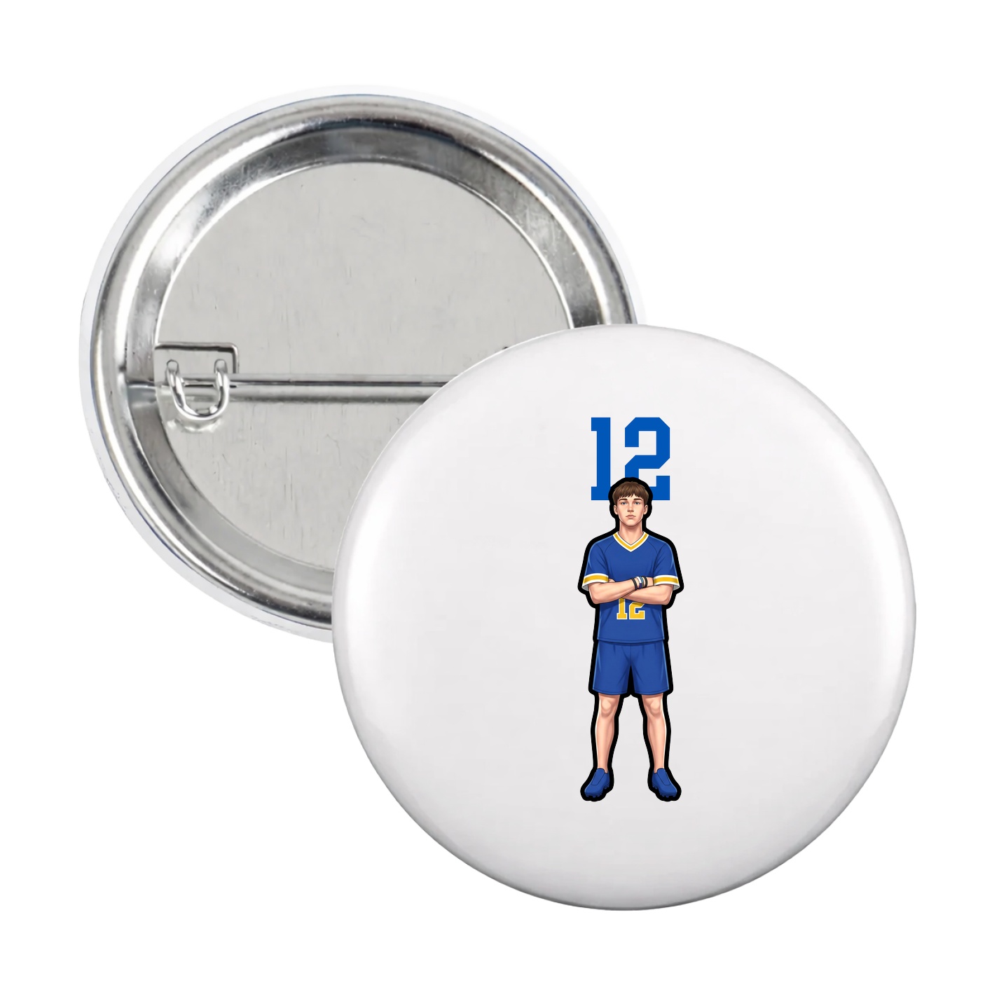 Game Day Button — Number Top in White