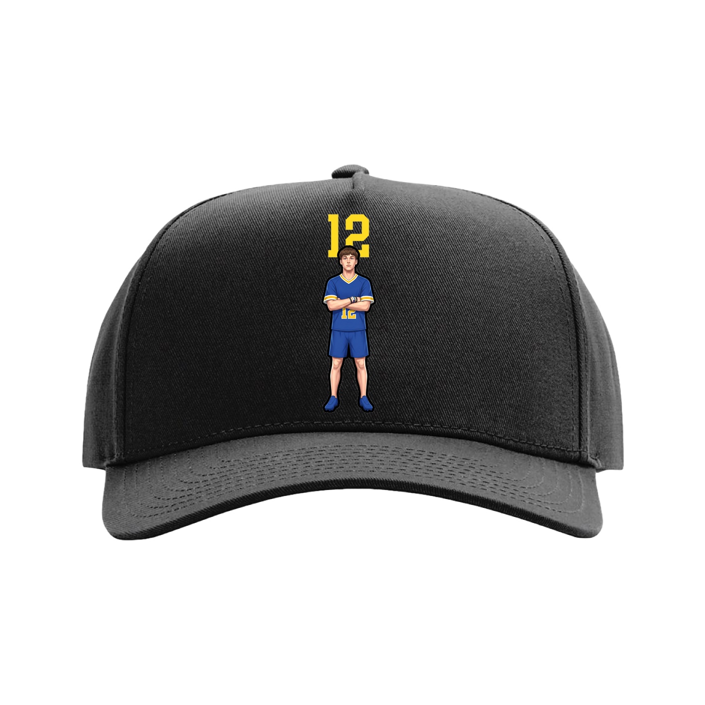 Full Fabric Five-Panel Champ Cap — Number Top in Black