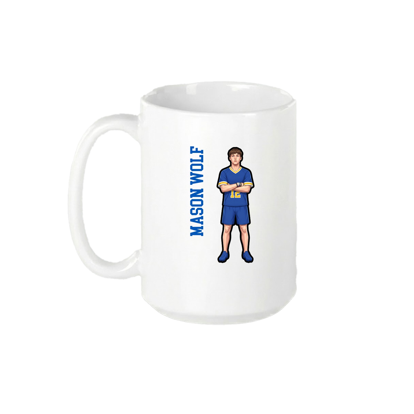 15oz Coffee Mug — Name Vertical in White