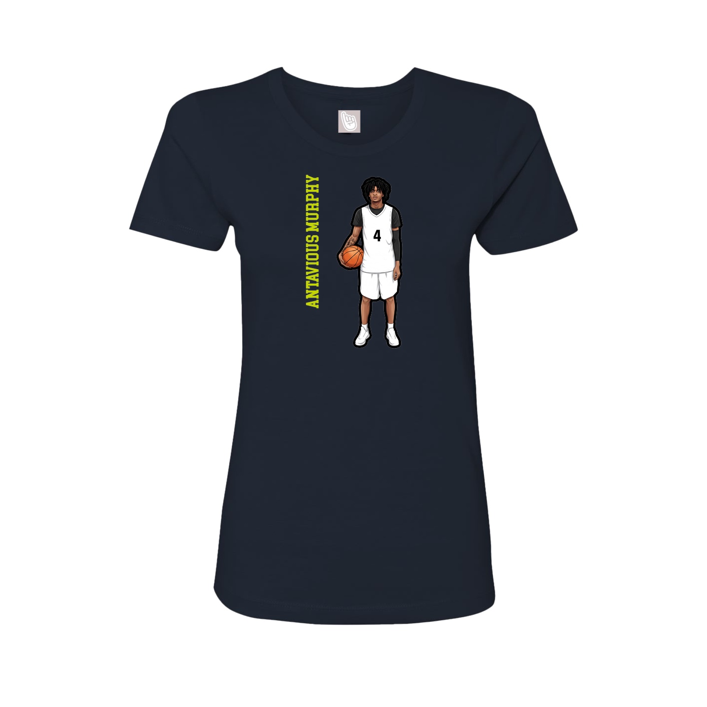 Fitted Women's Tee — Name Vertical in Navy