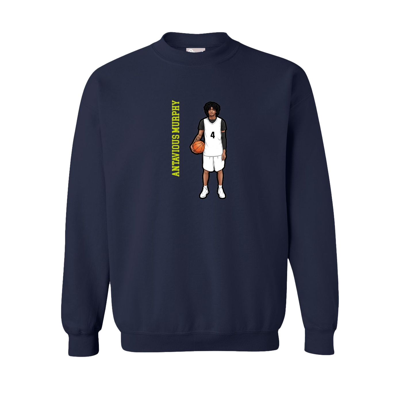 Fleece Crew — Name Vertical in Navy