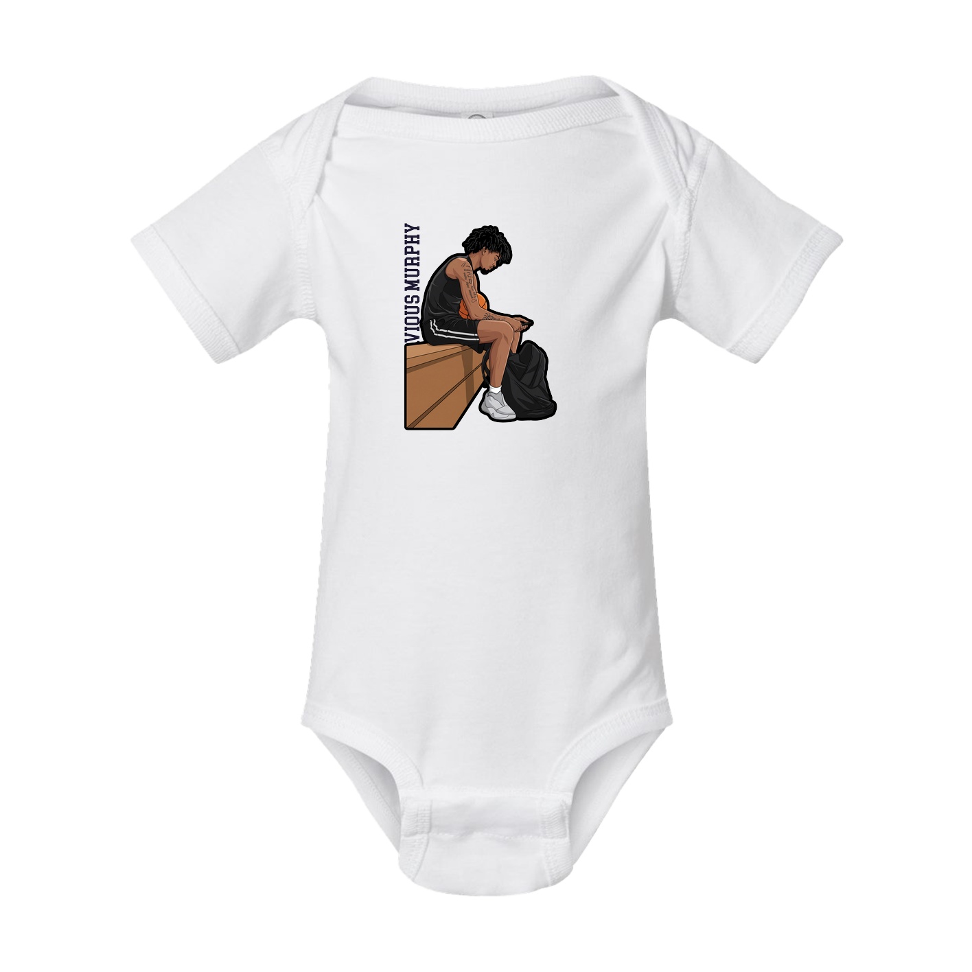 Baby Onesie — Name Vertical in White