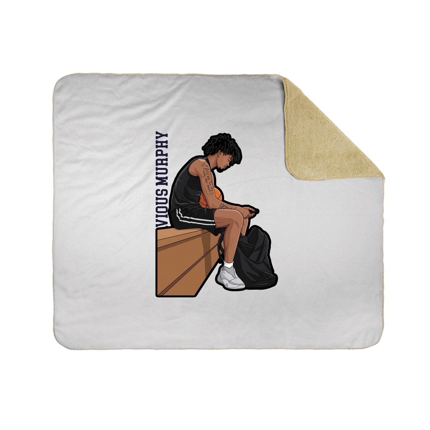 Throw Blanket — Name Vertical in White