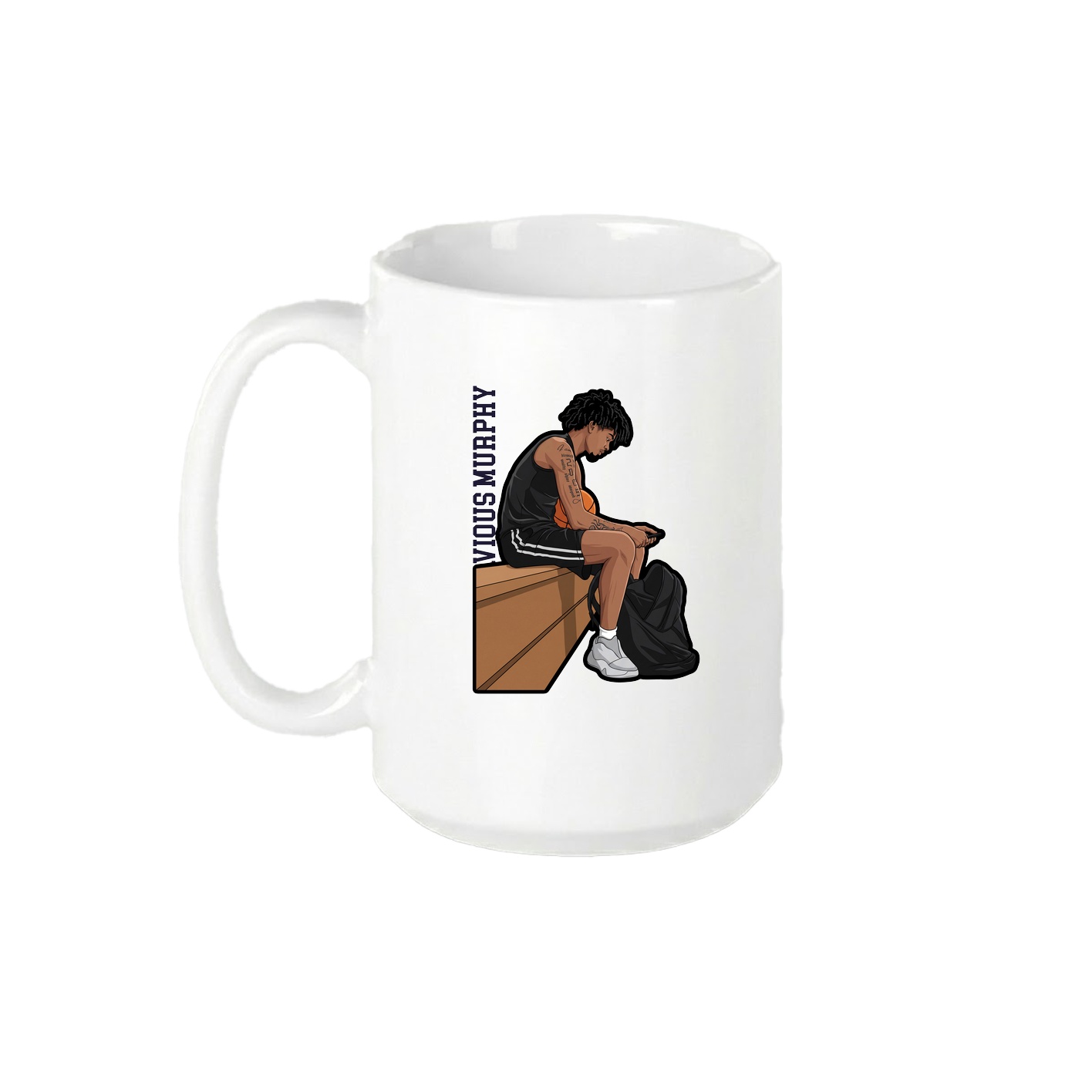 15oz Coffee Mug — Name Vertical in White