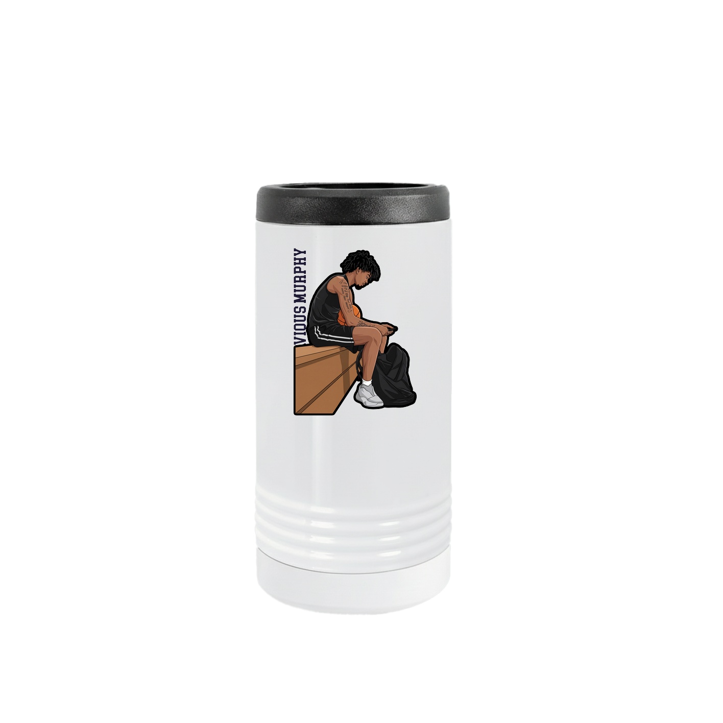 Slim Beverage Holder — Name Vertical in White