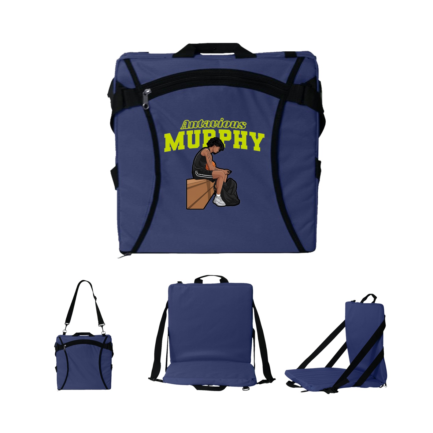 Folding Stadium Seat — Name Arch in Navy