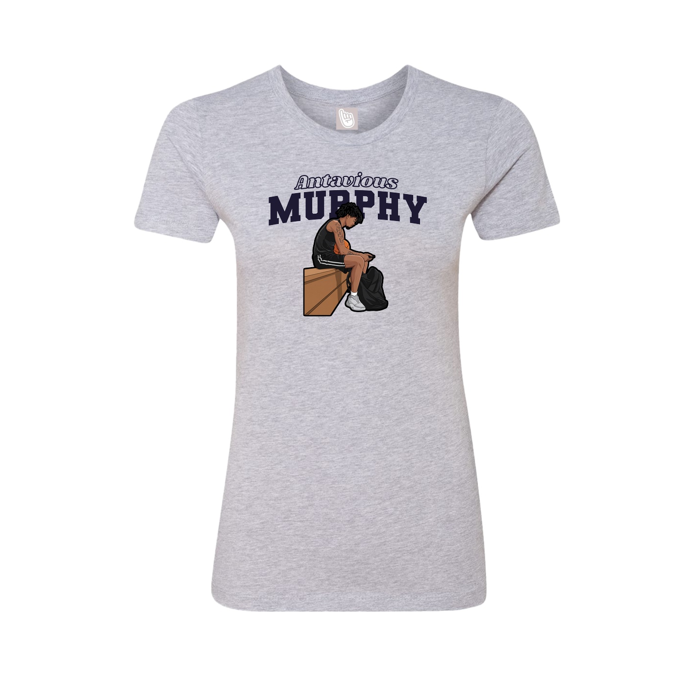 Fitted Women's Tee — Name Arch in Grey