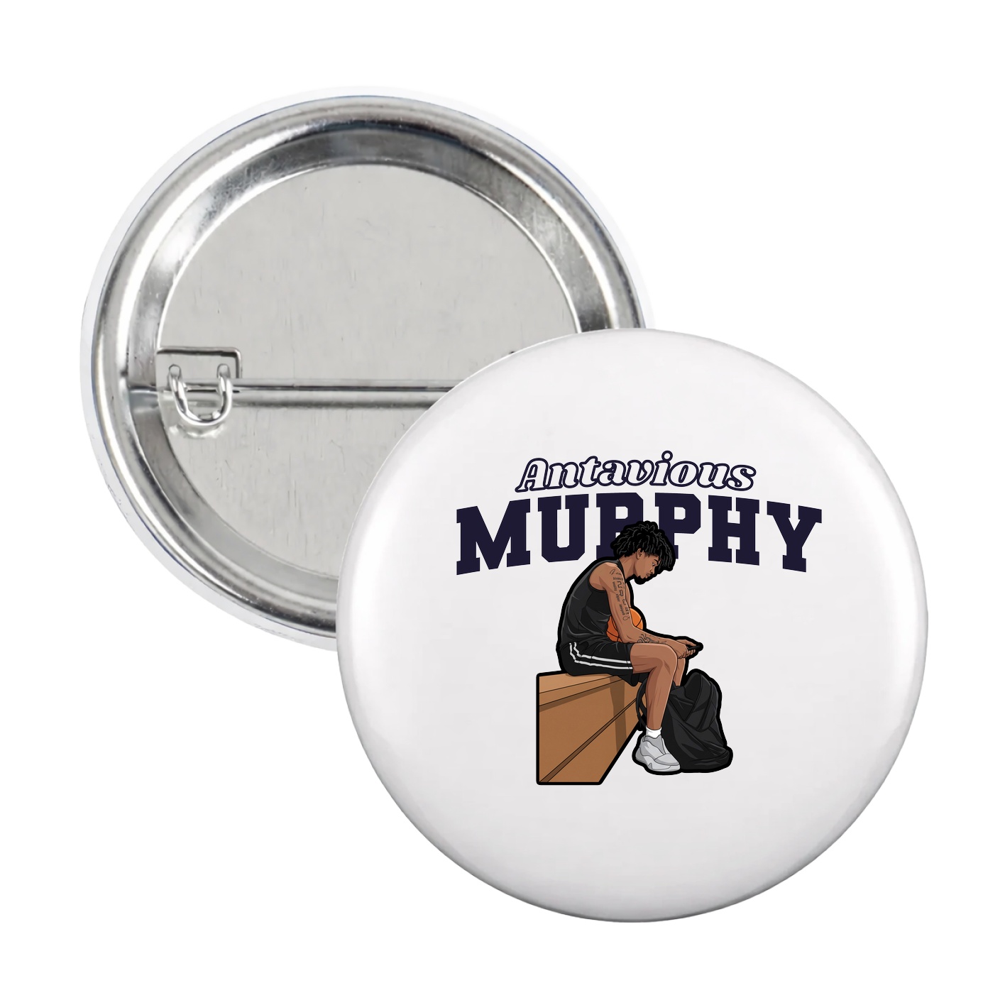 Game Day Button — Name Arch in White