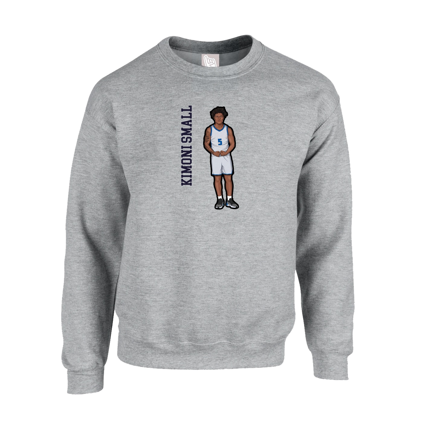 Fleece Crew — Name Vertical in Grey