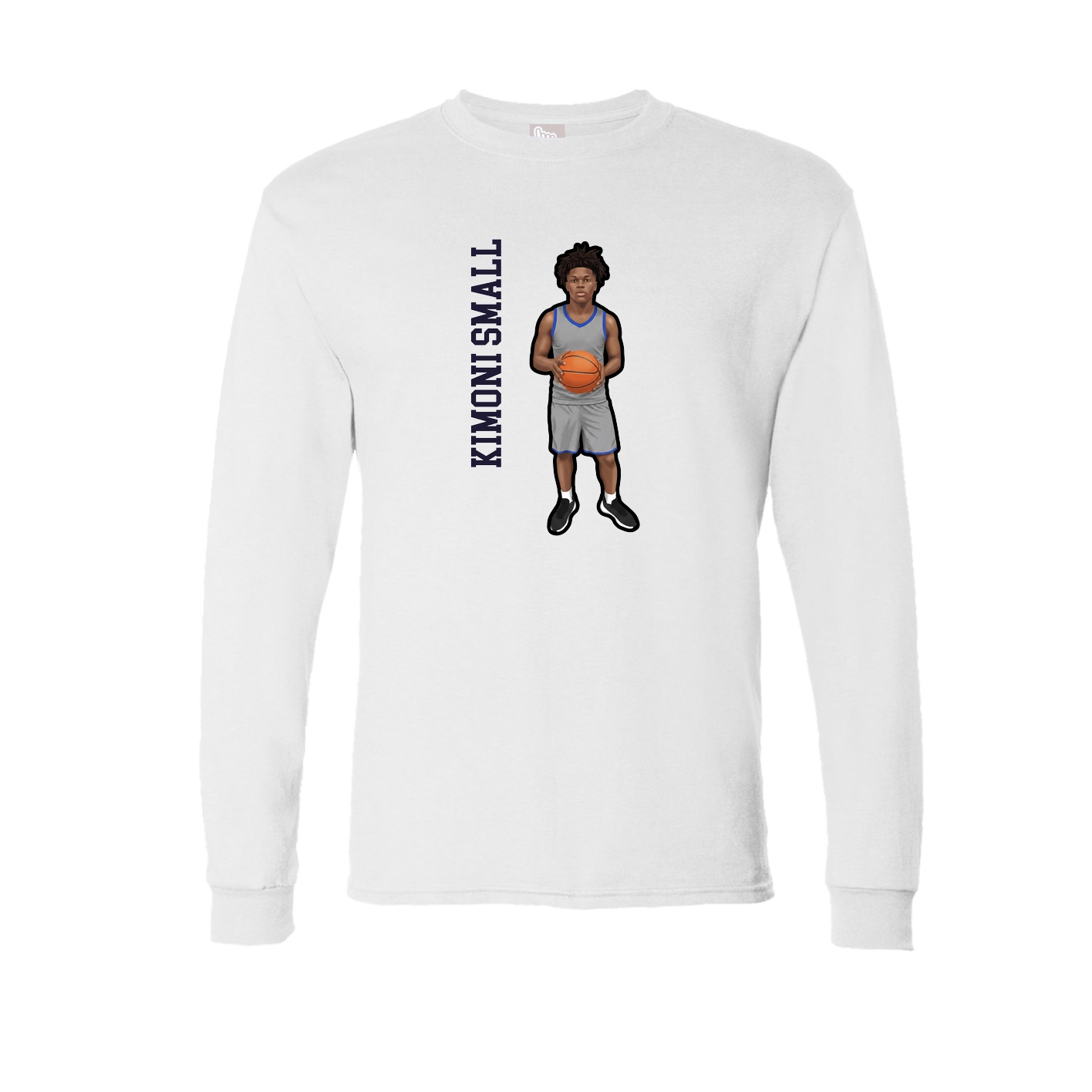 Long Sleeve Tee — Name Vertical in White