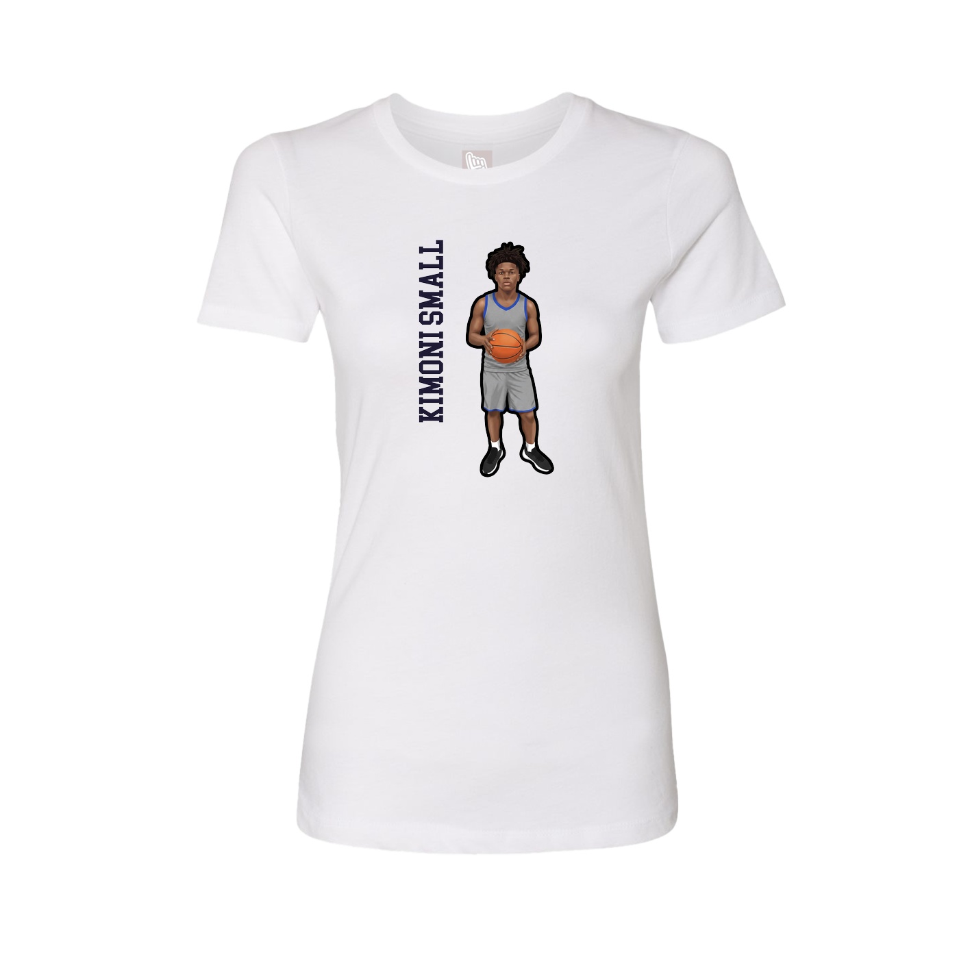 Fitted Women's Tee — Name Vertical in White
