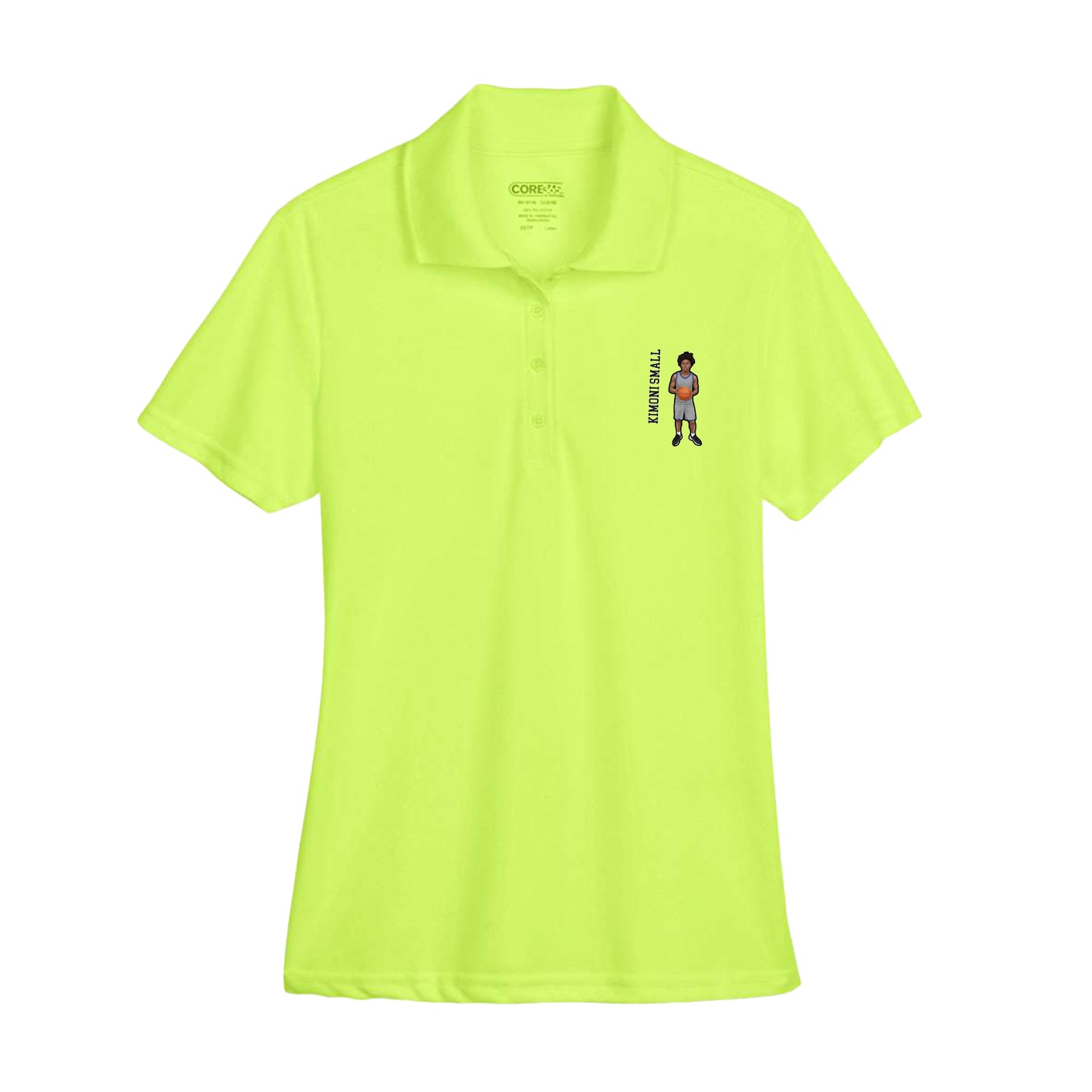 Womens Performance Polo — Name Vertical in Yellow