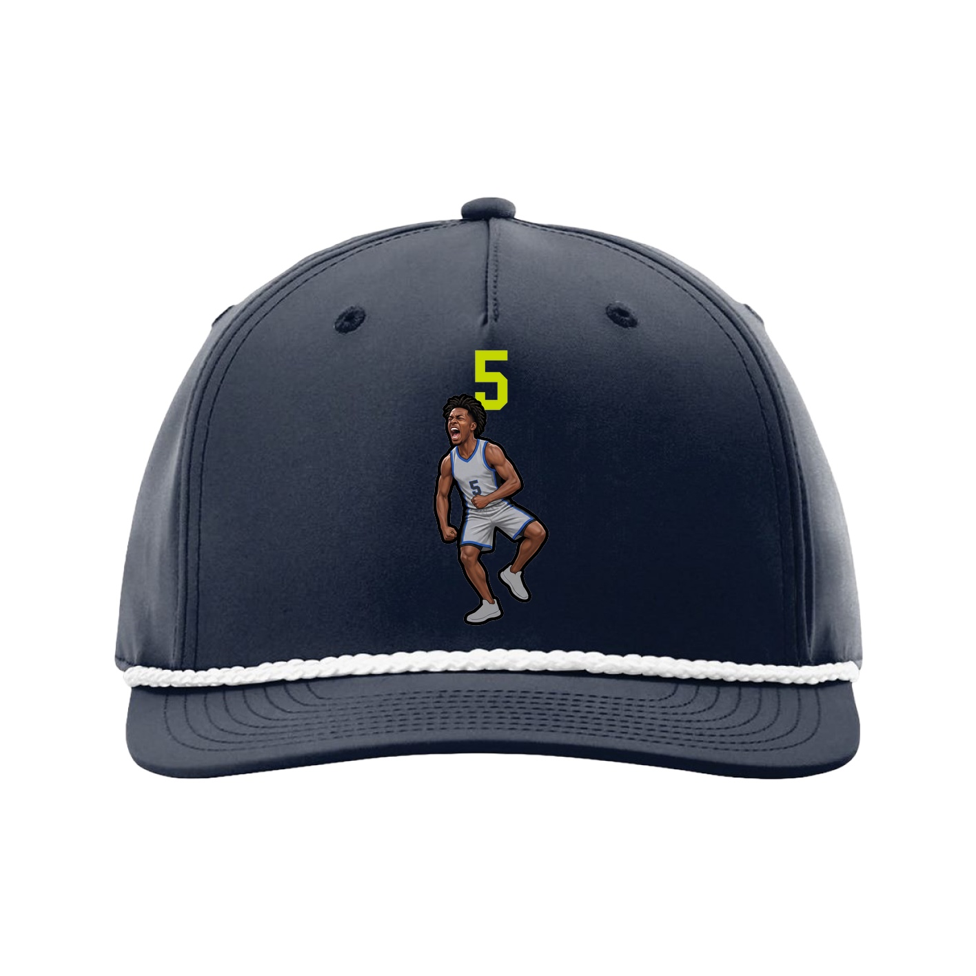Five-Panel Classic Rope Cap — Number Top in Navy