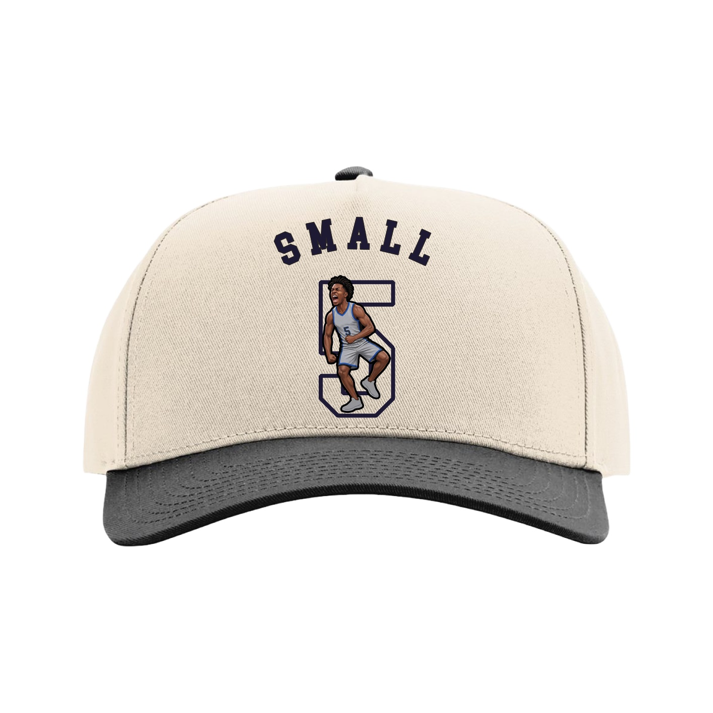 Full Fabric Five-Panel Champ Cap — Shirsey Arch in Cream/Black