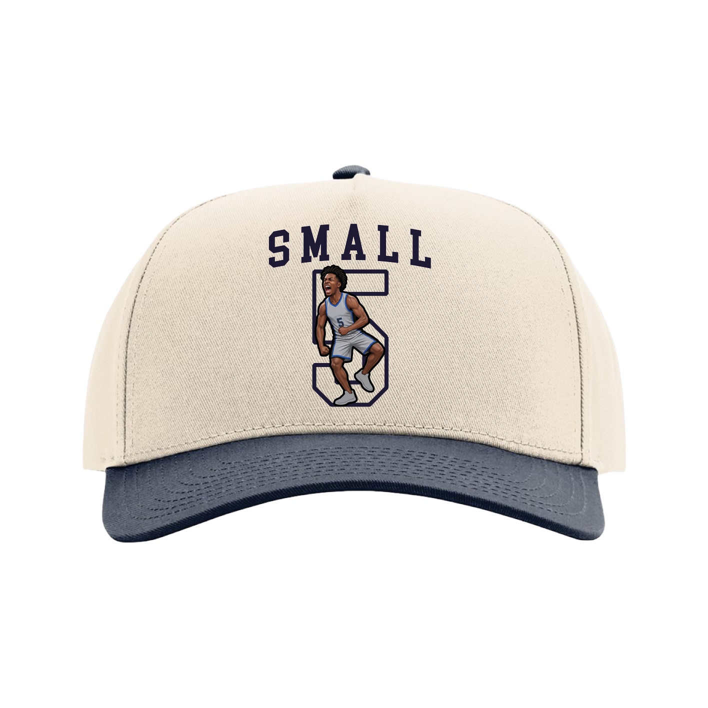 Full Fabric Five-Panel Champ Cap — Shirsey in Cream/Navy