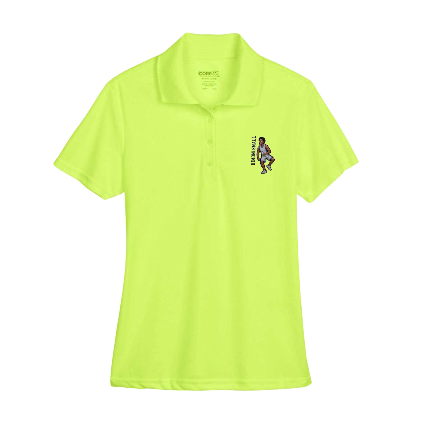 Womens Performance Polo — Name Vertical in Yellow