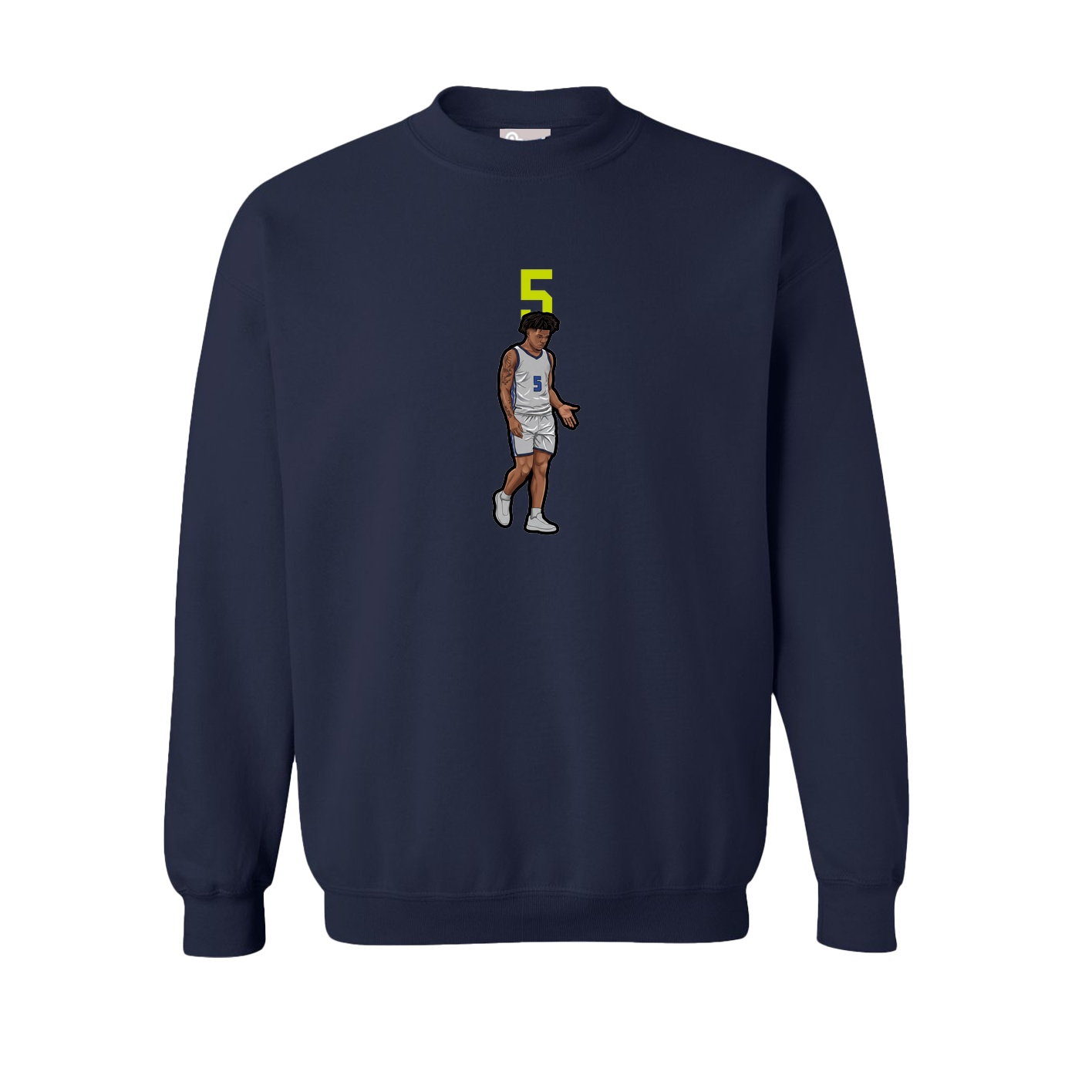 Fleece Crew — Number Top in Navy