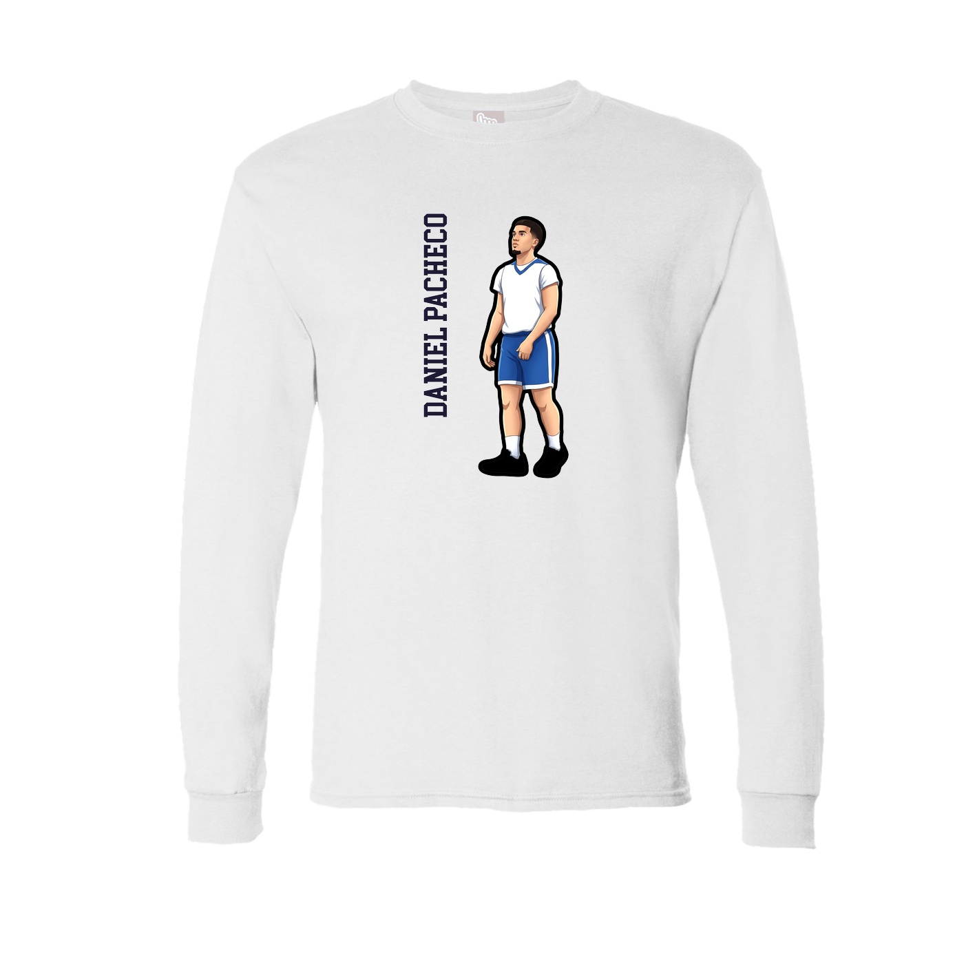 Long Sleeve Tee — Name Vertical in White