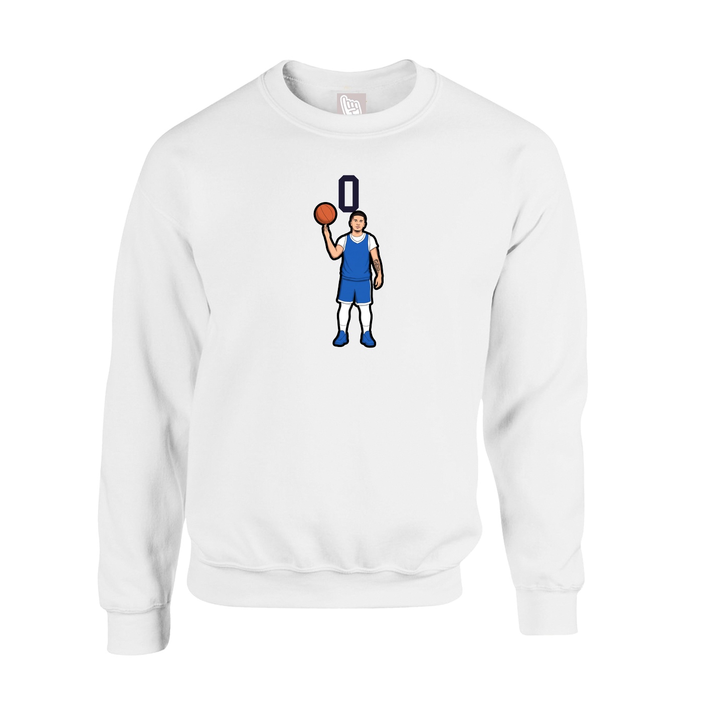 Fleece Crew — Number Top in White