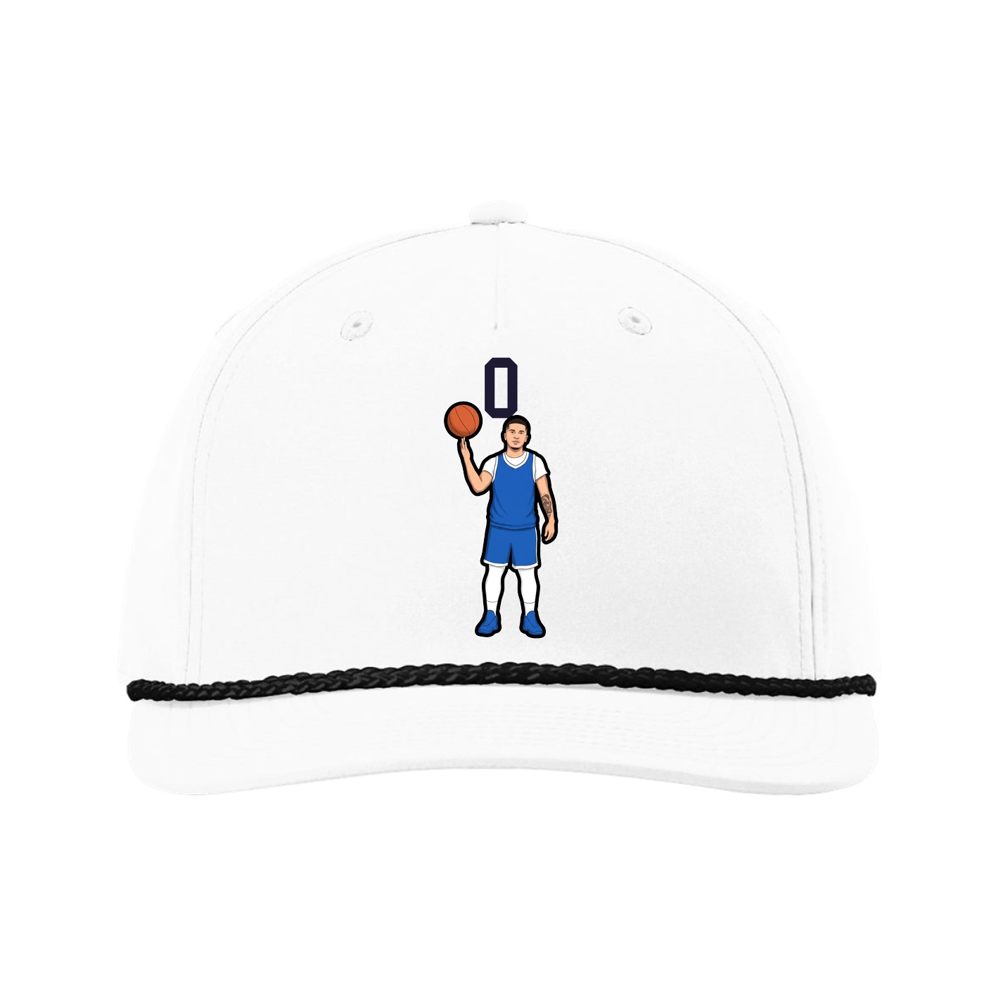 Five-Panel Classic Rope Cap — Number Top in White