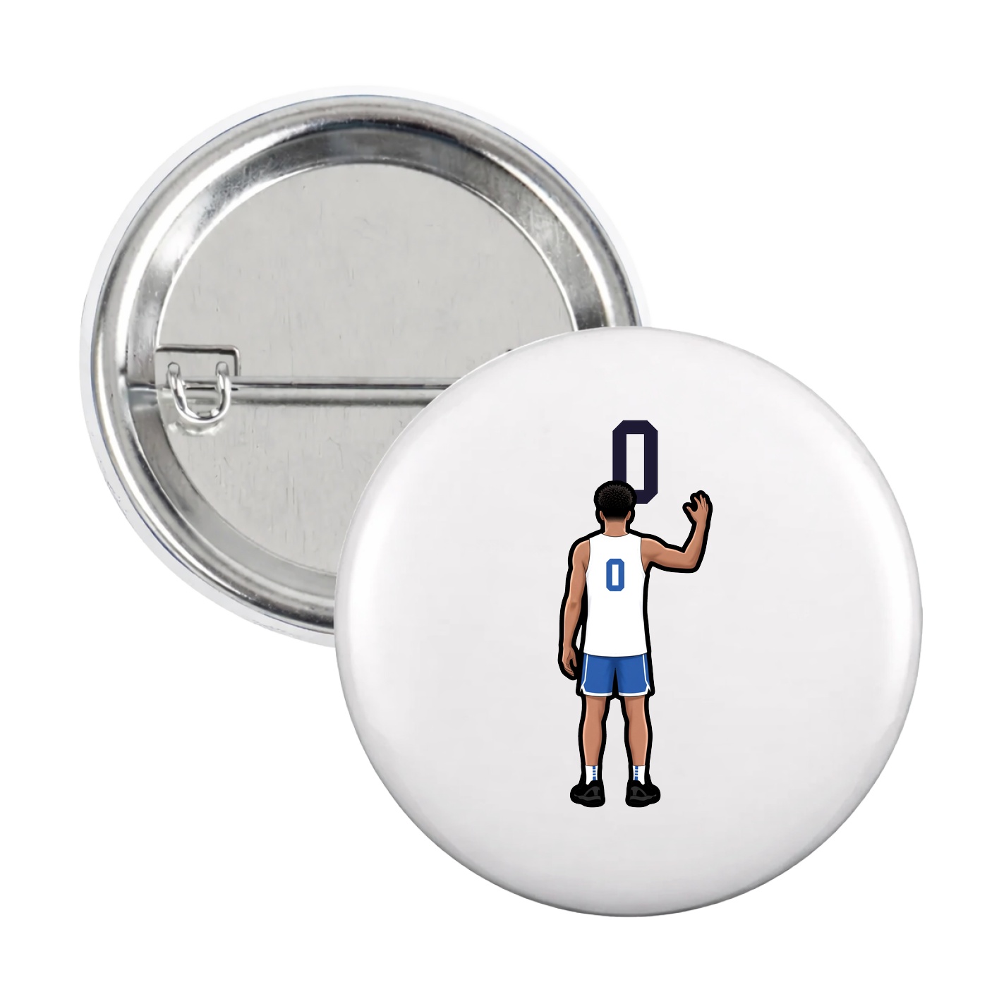 Game Day Button — Number Top in White